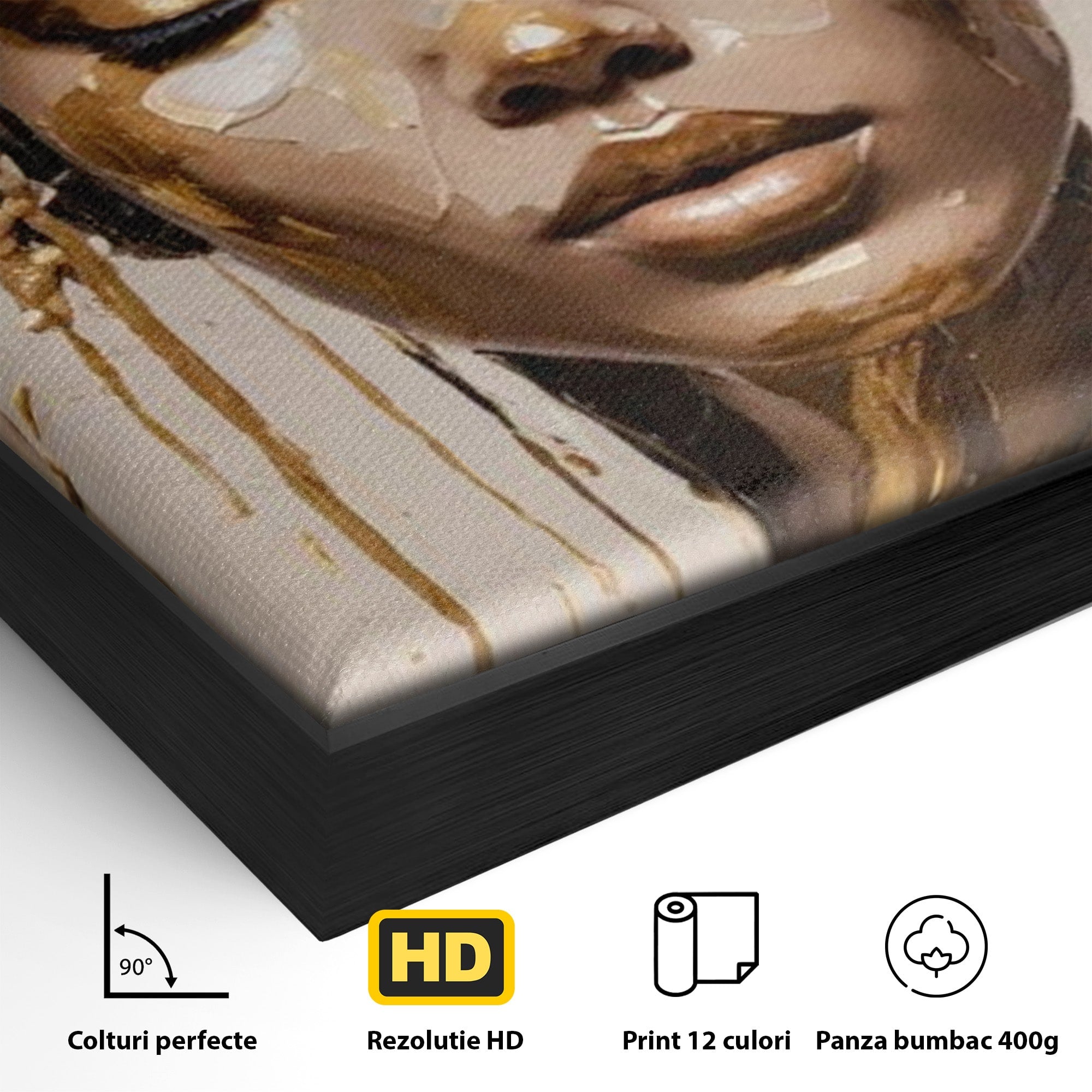 Tablou Canvas Premium LuxCanva® PI1046, Portret Regal, Stralucire, Femeie, Turban, Arta Abstracta, Eleganta, Dormitor, Culori Vibrante