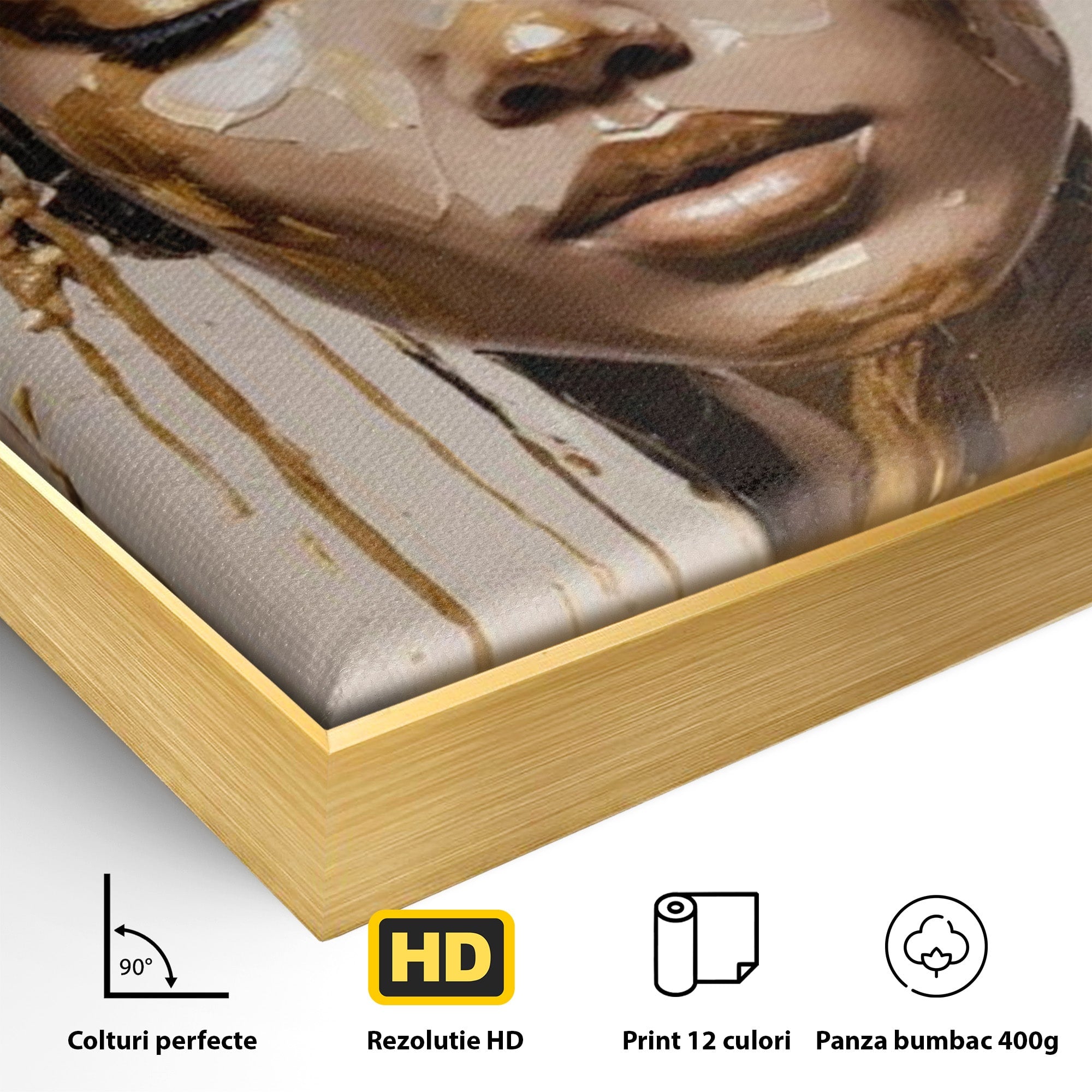 Tablou Canvas Premium LuxCanva® PI1046, Portret Regal, Stralucire, Femeie, Turban, Arta Abstracta, Eleganta, Dormitor, Culori Vibrante