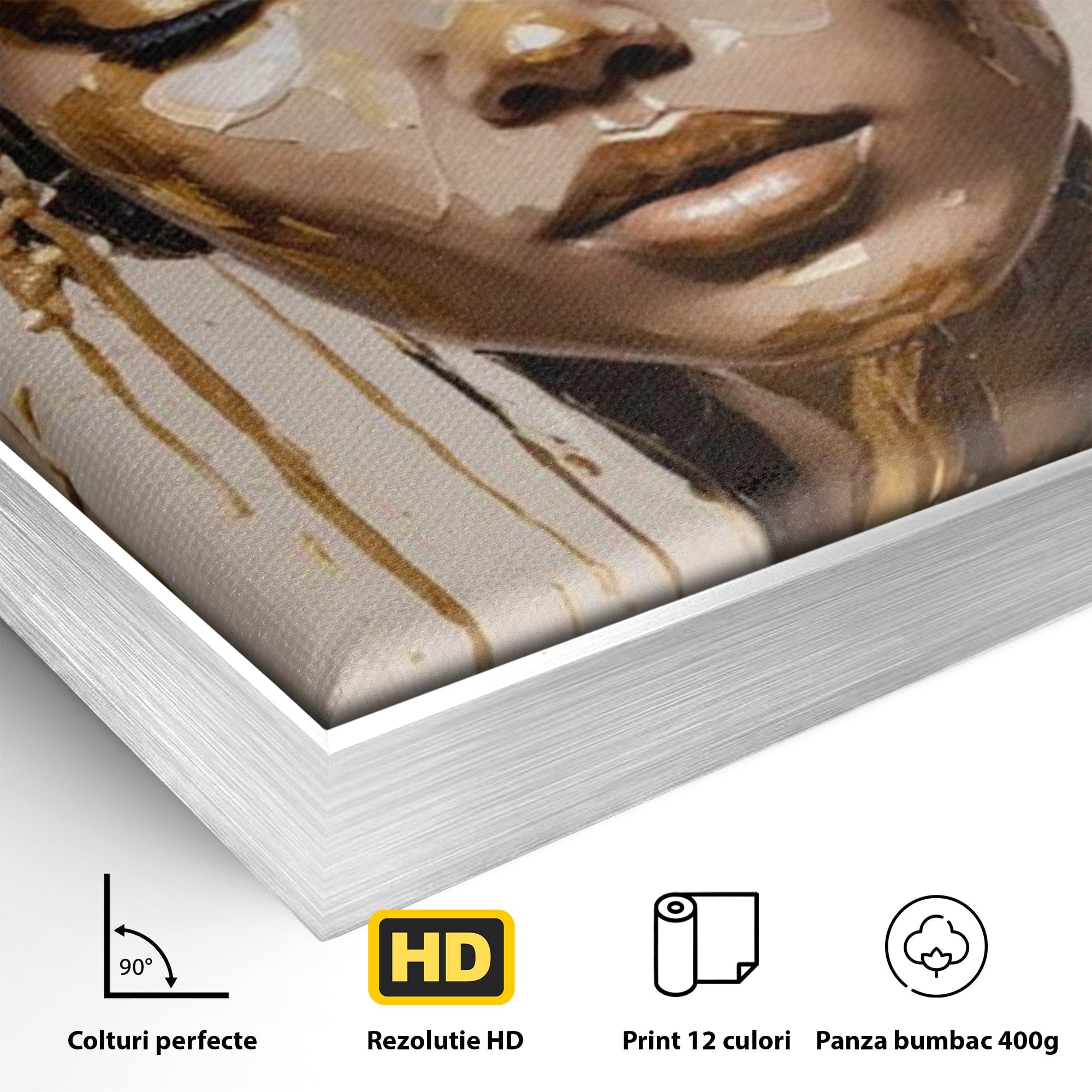 Tablou Canvas Premium LuxCanva® PI1046, Portret Regal, Stralucire, Femeie, Turban, Arta Abstracta, Eleganta, Dormitor, Culori Vibrante