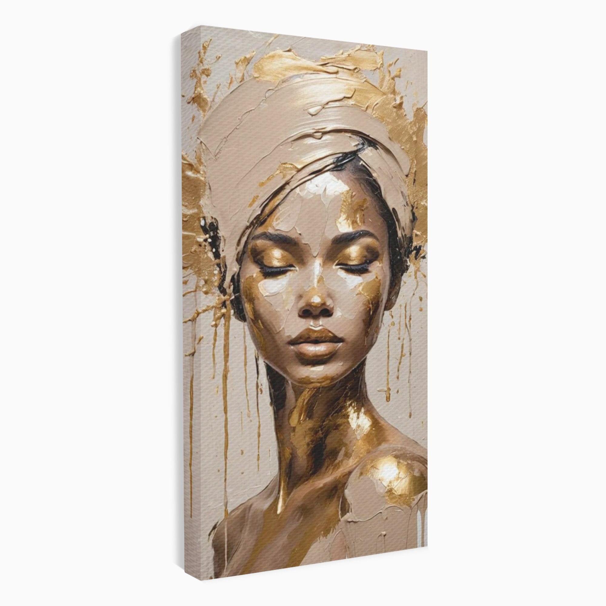 Tablou Canvas Premium LuxCanva® PI1046, Portret Regal, Stralucire, Femeie, Turban, Arta Abstracta, Eleganta, Dormitor, Culori Vibrante