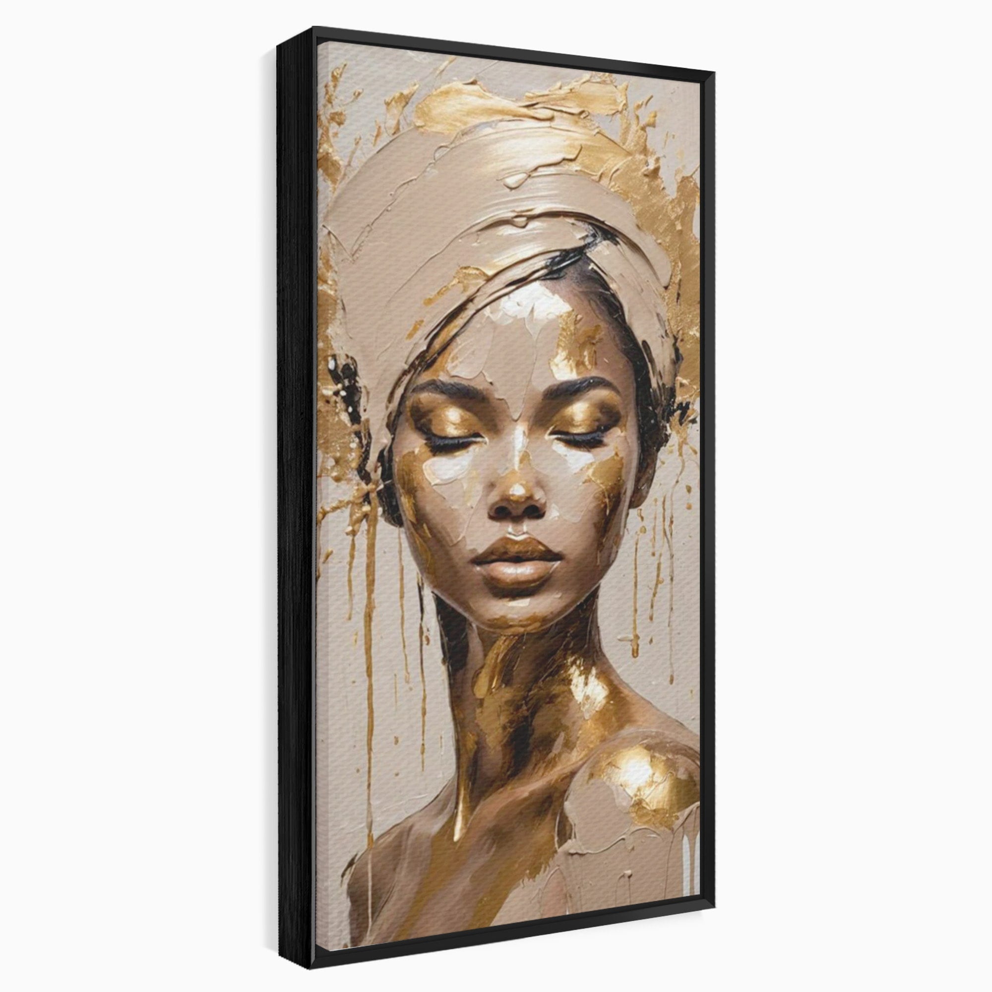 Tablou Canvas Premium LuxCanva® PI1046, Portret Regal, Stralucire, Femeie, Turban, Arta Abstracta, Eleganta, Dormitor, Culori Vibrante