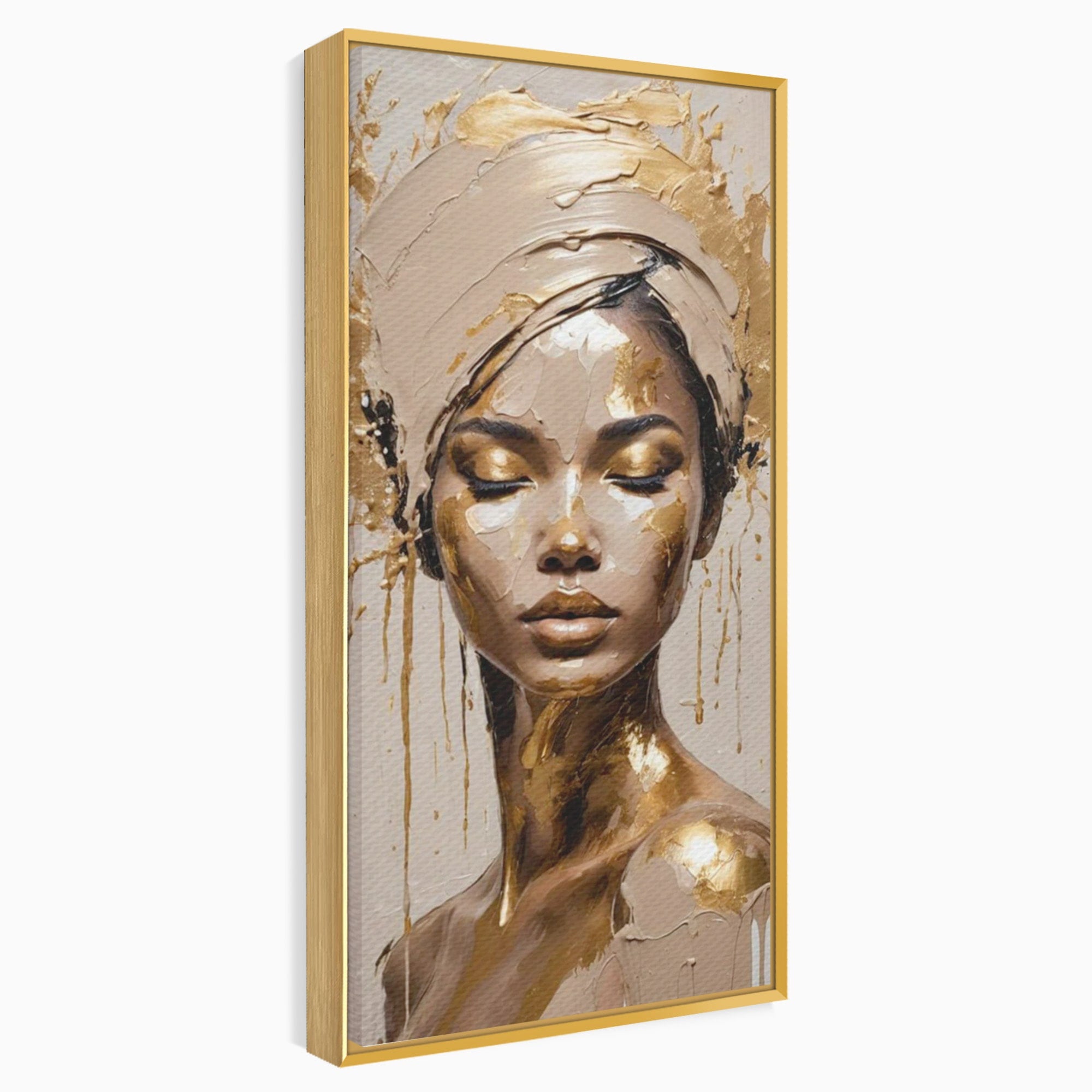 Tablou Canvas Premium LuxCanva® PI1046, Portret Regal, Stralucire, Femeie, Turban, Arta Abstracta, Eleganta, Dormitor, Culori Vibrante