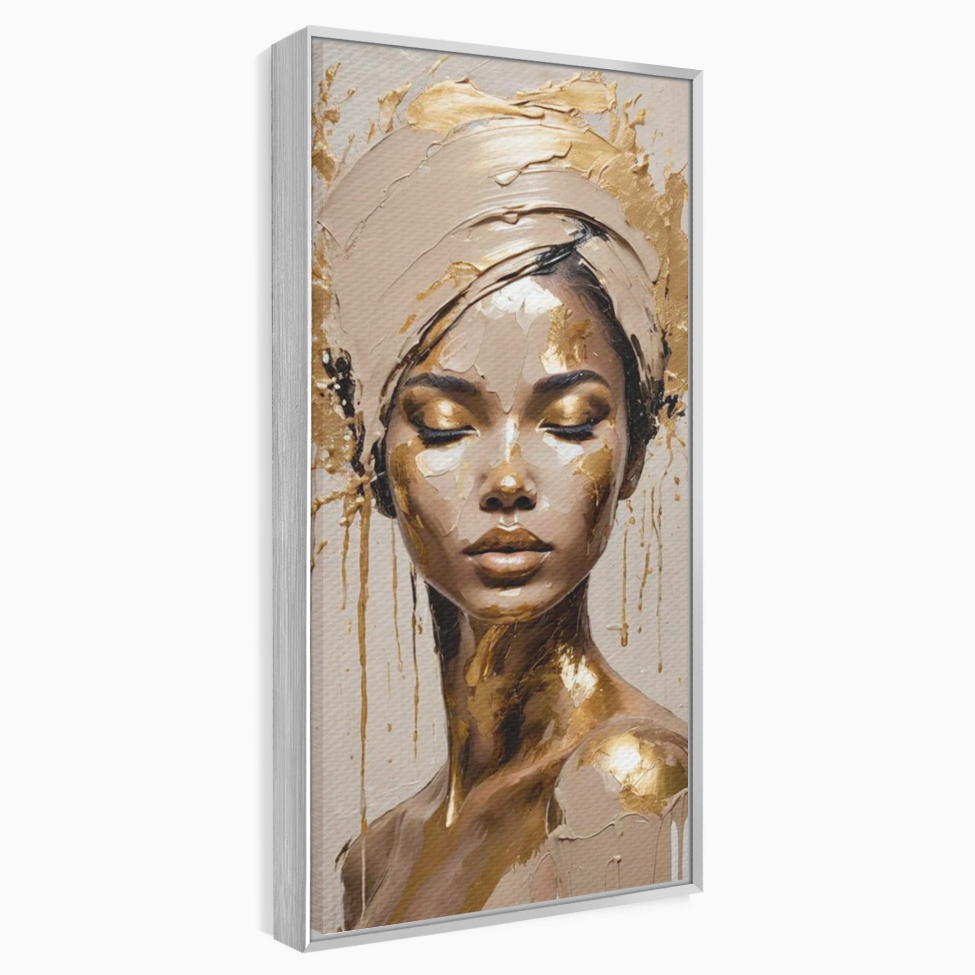 Tablou Canvas Premium LuxCanva® PI1046, Portret Regal, Stralucire, Femeie, Turban, Arta Abstracta, Eleganta, Dormitor, Culori Vibrante