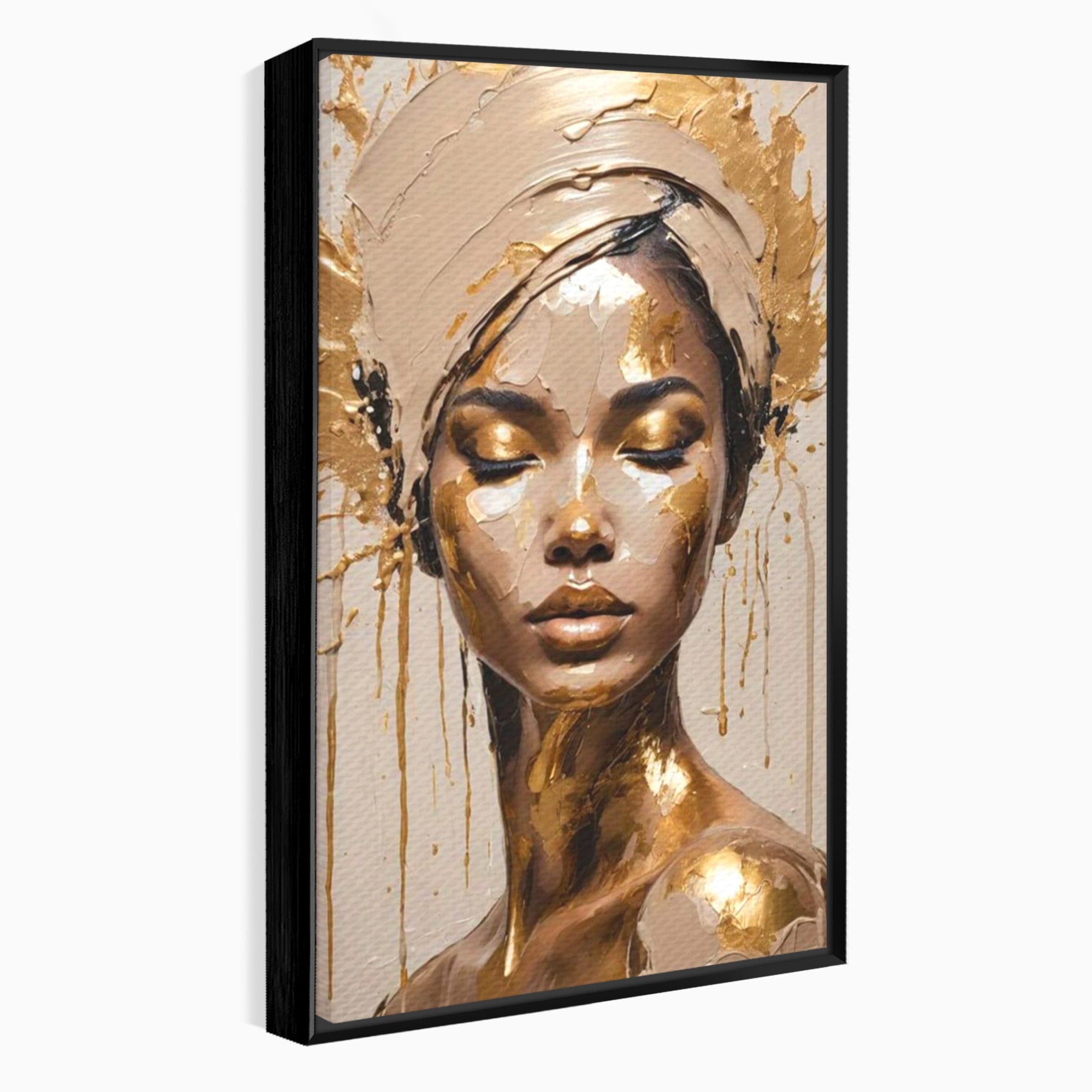 Tablou Canvas Premium LuxCanva® PI1046, Portret Regal, Stralucire, Femeie, Turban, Arta Abstracta, Eleganta, Dormitor, Culori Vibrante