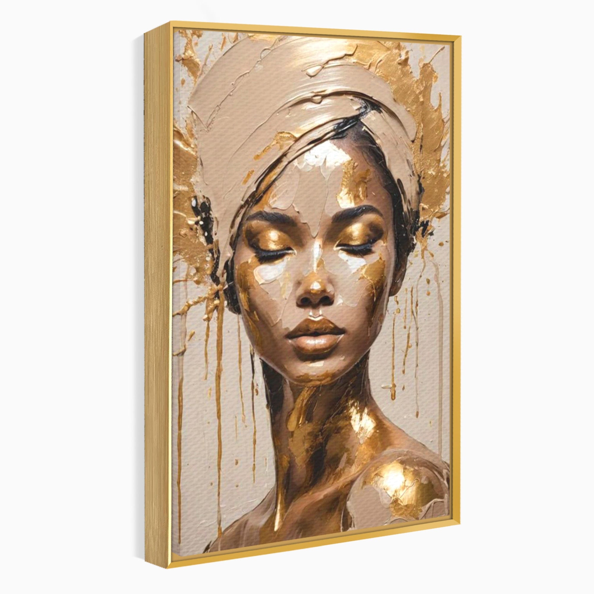Tablou Canvas Premium LuxCanva® PI1046, Portret Regal, Stralucire, Femeie, Turban, Arta Abstracta, Eleganta, Dormitor, Culori Vibrante