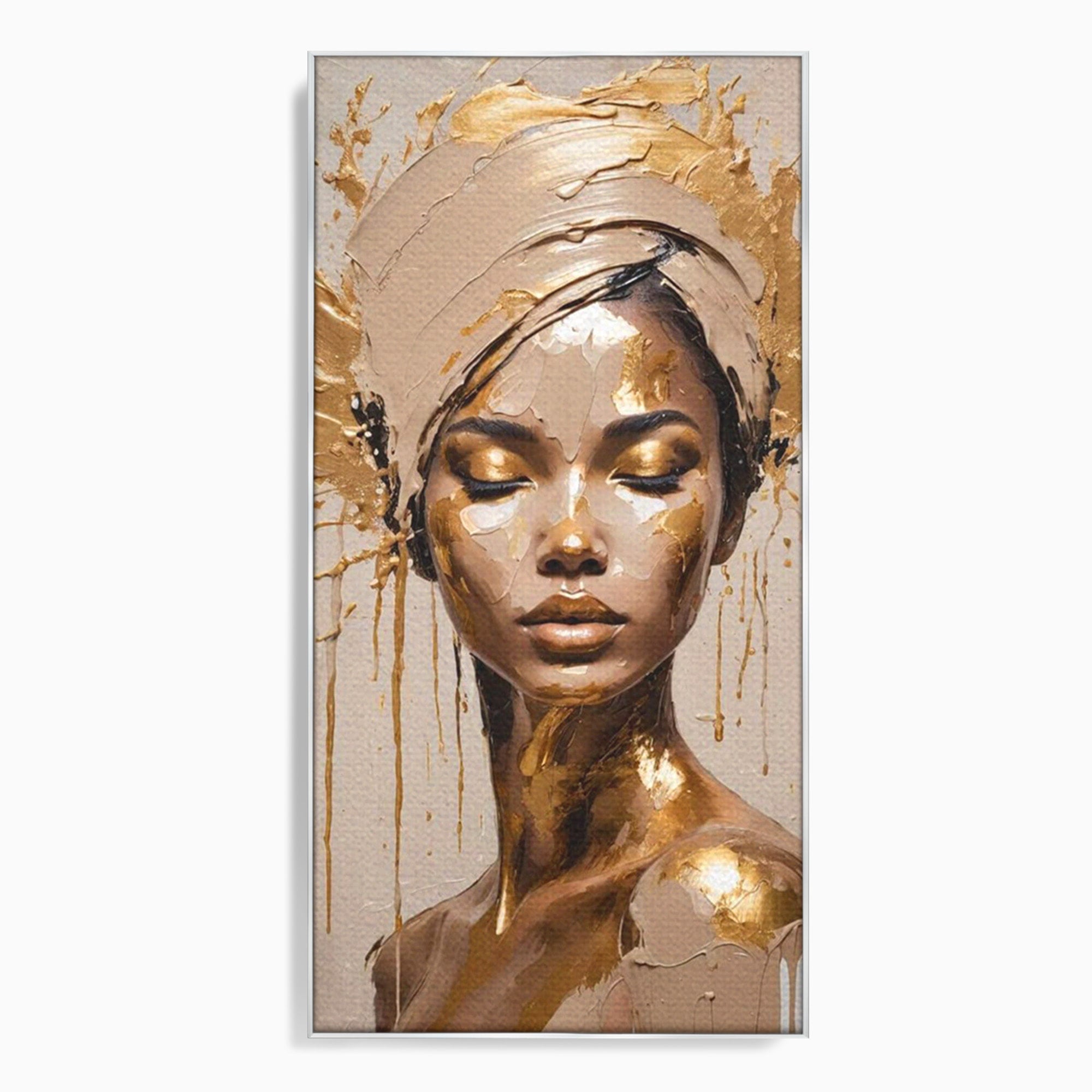 Tablou Canvas Premium LuxCanva® PI1046, Portret Regal, Stralucire, Femeie, Turban, Arta Abstracta, Eleganta, Dormitor, Culori Vibrante