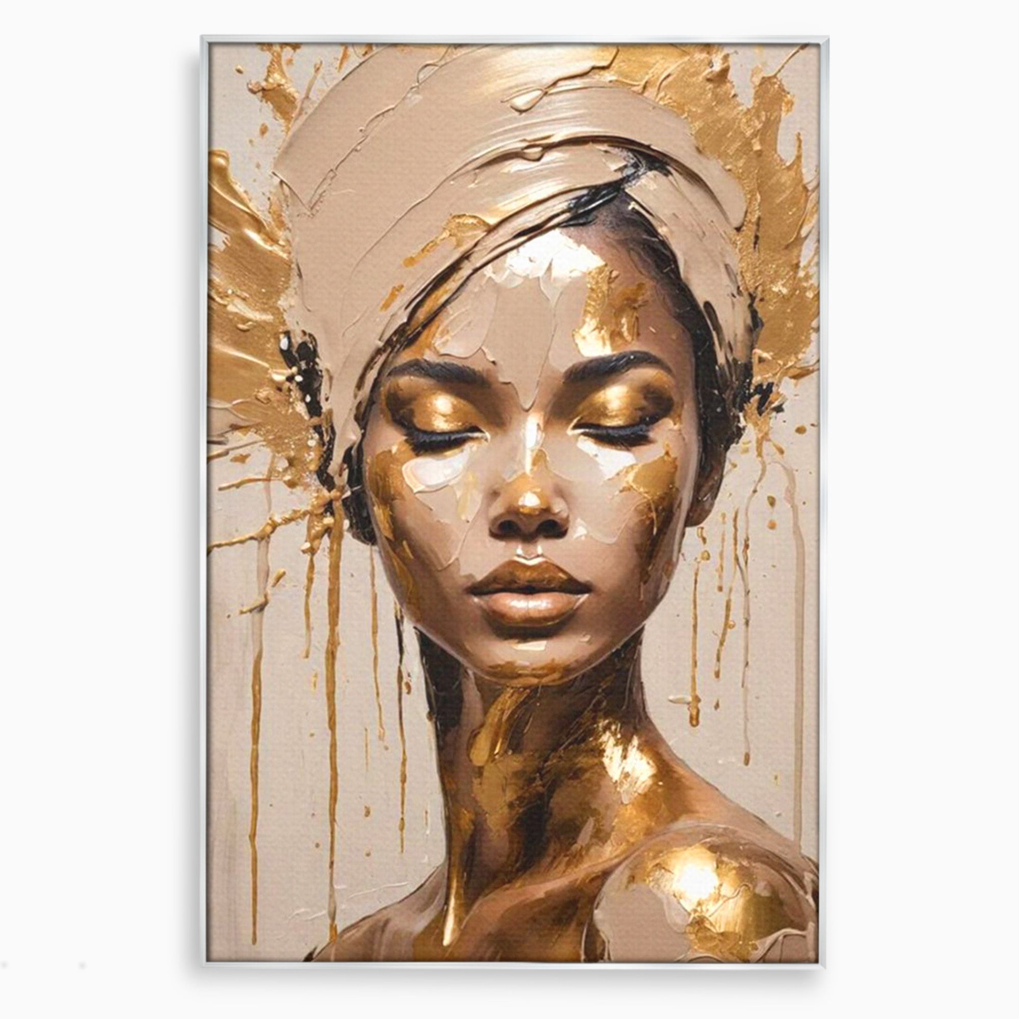 Tablou Canvas Premium LuxCanva® PI1046, Portret Regal, Stralucire, Femeie, Turban, Arta Abstracta, Eleganta, Dormitor, Culori Vibrante