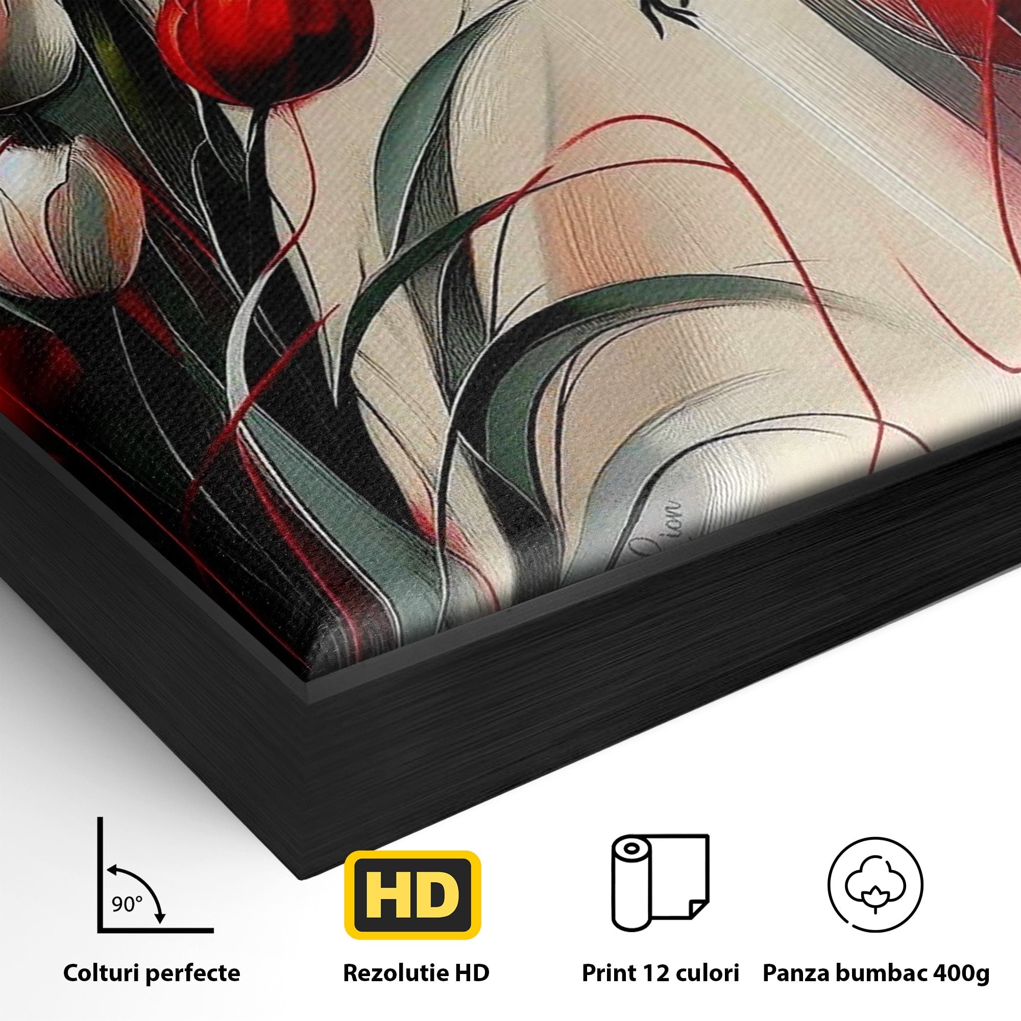 Tablou Canvas Premium LuxCanva® PI1047, Dansul Lalelelor, Flori, Femeie, Eleganta, Living, Arta, Culori Vibrante