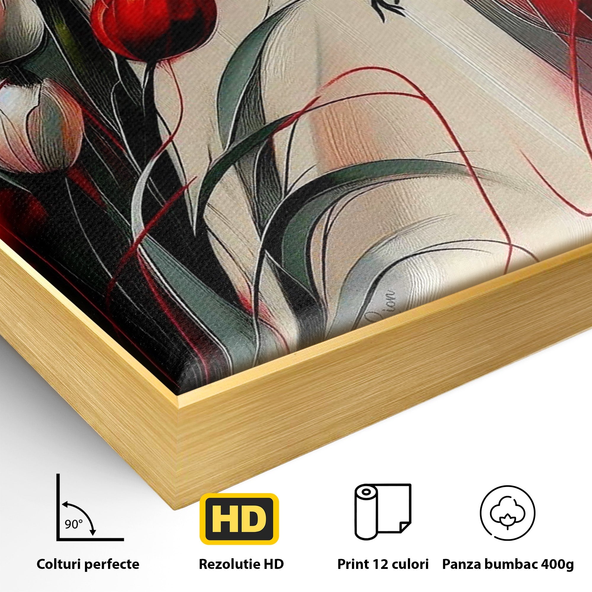 Tablou Canvas Premium LuxCanva® PI1047, Dansul Lalelelor, Flori, Femeie, Eleganta, Living, Arta, Culori Vibrante