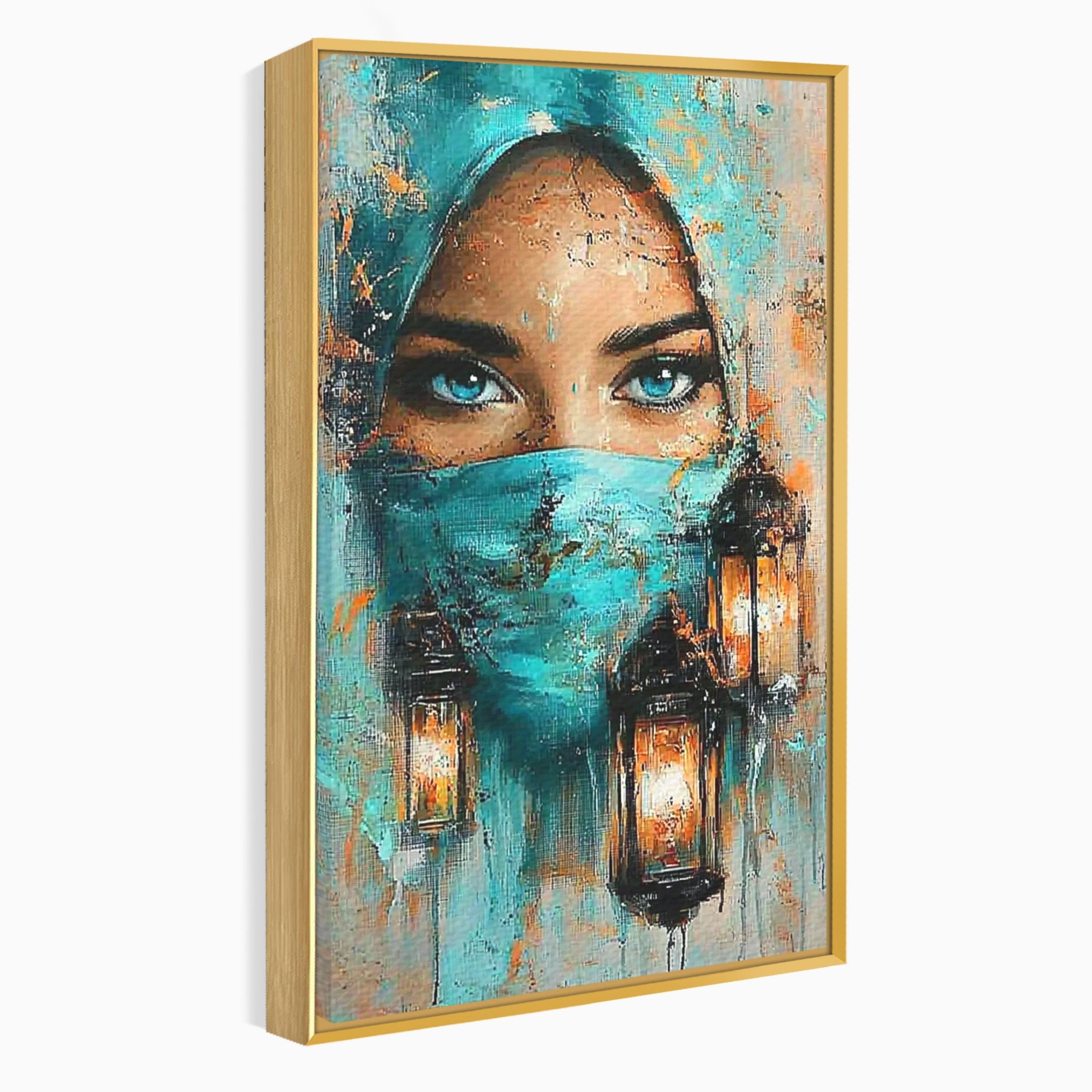 Tablou Canvas Premium LuxCanva® PI1048, Privire Misterioasa, Ochi, Frumusete, Portret, Mister, Lanterna, Living, Culori Vibrante