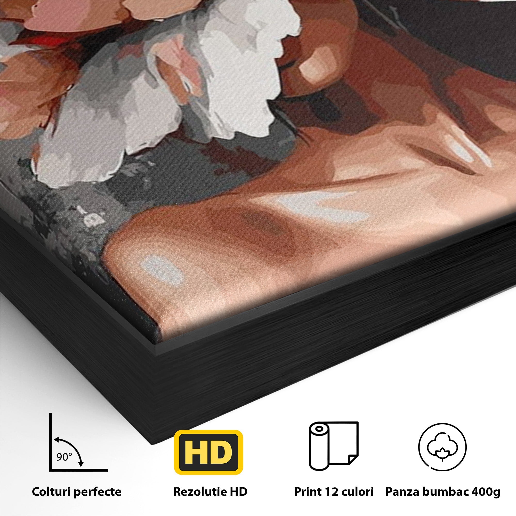 Tablou Canvas Premium LuxCanva® PI1049, Femeie Cu Floare, Femeie, Floare, Portret, Arta Abstracta, Dormitor, Culori Vibrante