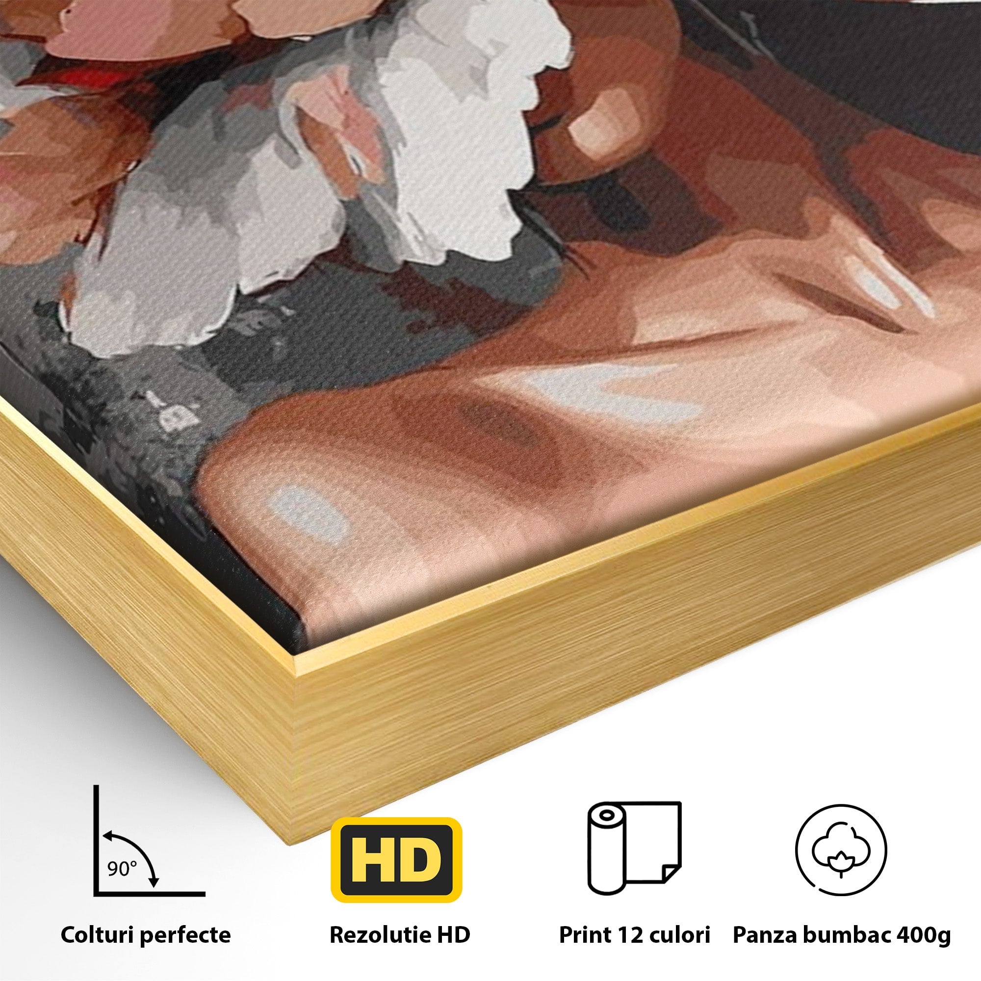 Tablou Canvas Premium LuxCanva® PI1049, Femeie Cu Floare, Femeie, Floare, Portret, Arta Abstracta, Dormitor, Culori Vibrante