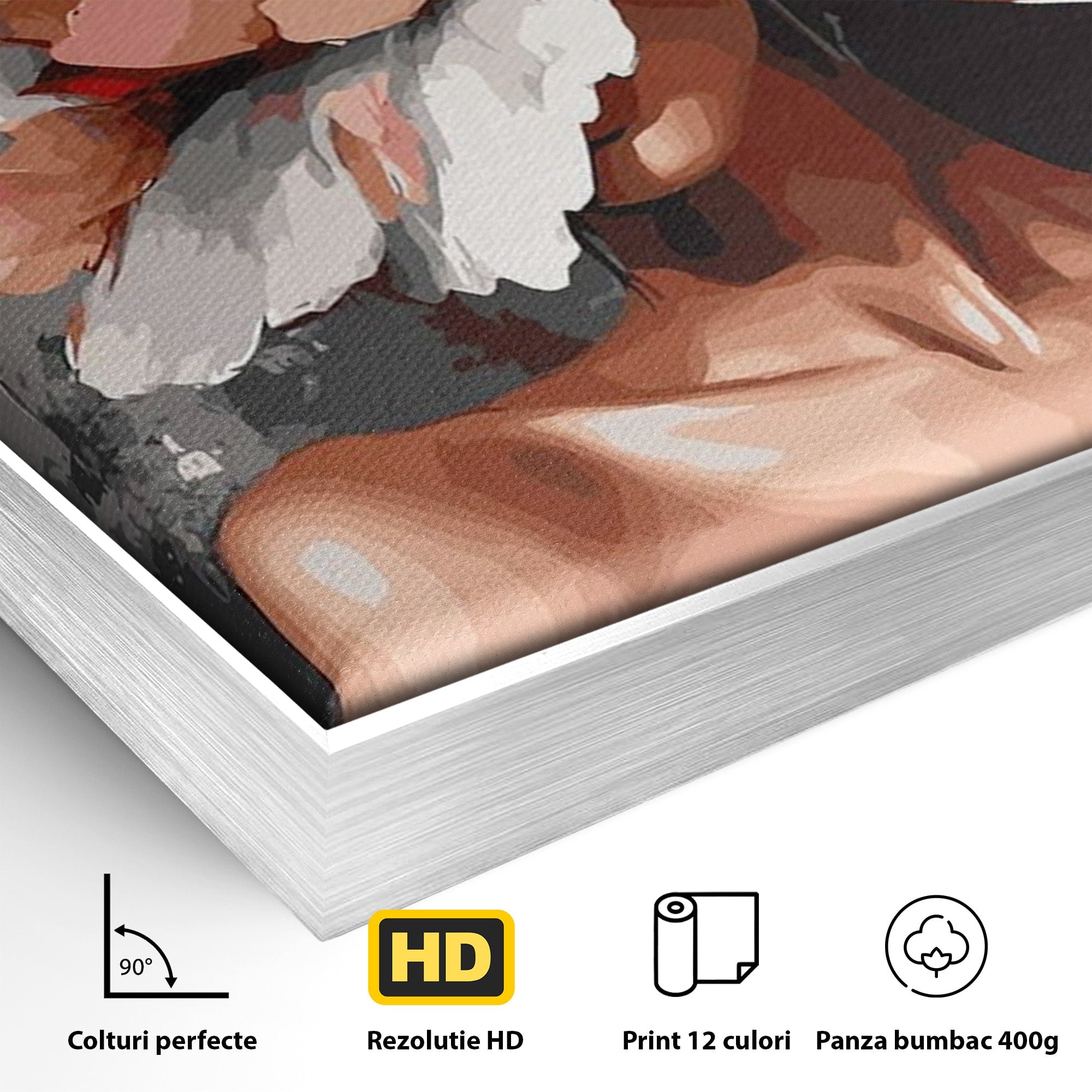 Tablou Canvas Premium LuxCanva® PI1049, Femeie Cu Floare, Femeie, Floare, Portret, Arta Abstracta, Dormitor, Culori Vibrante