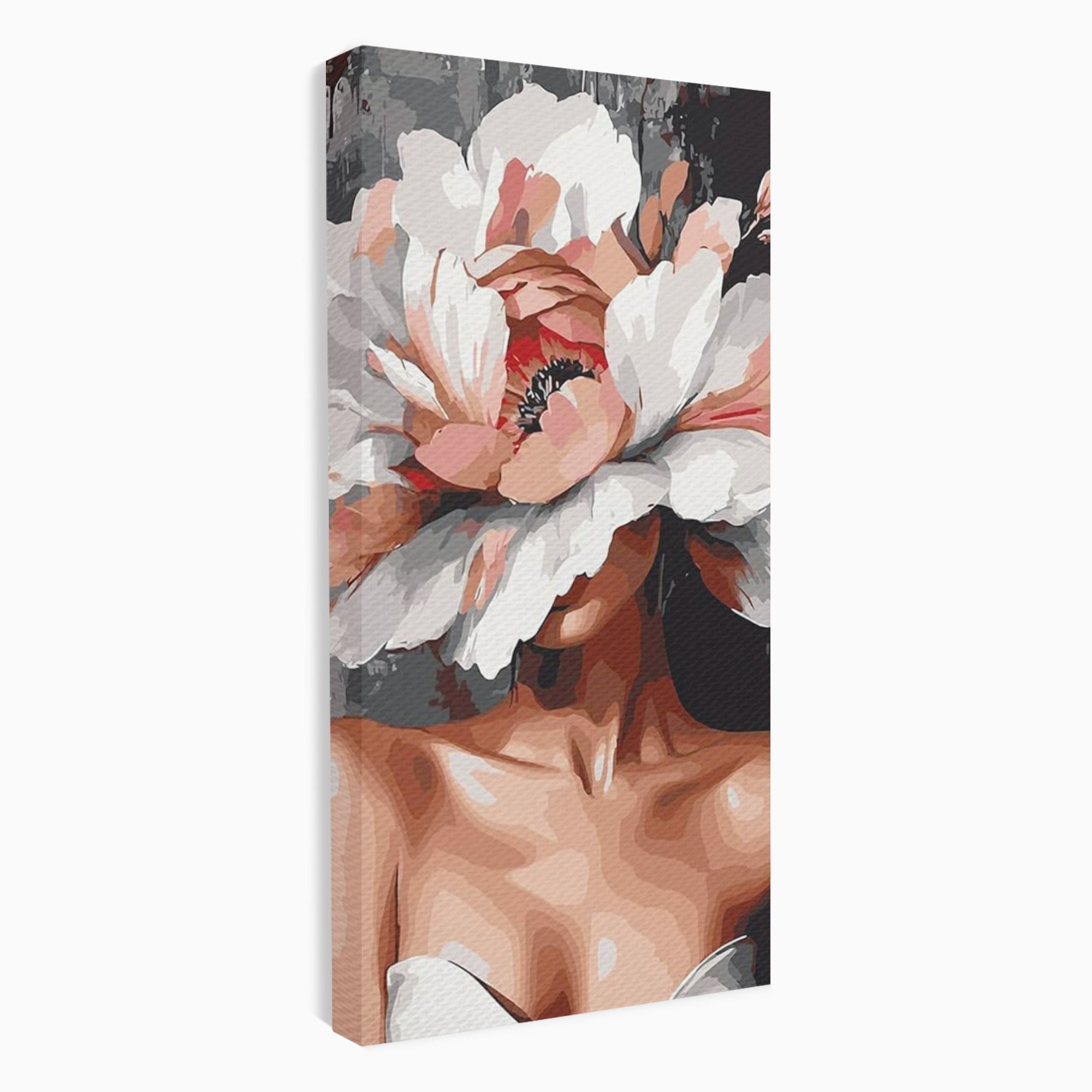 Tablou Canvas Premium LuxCanva® PI1049, Femeie Cu Floare, Femeie, Floare, Portret, Arta Abstracta, Dormitor, Culori Vibrante