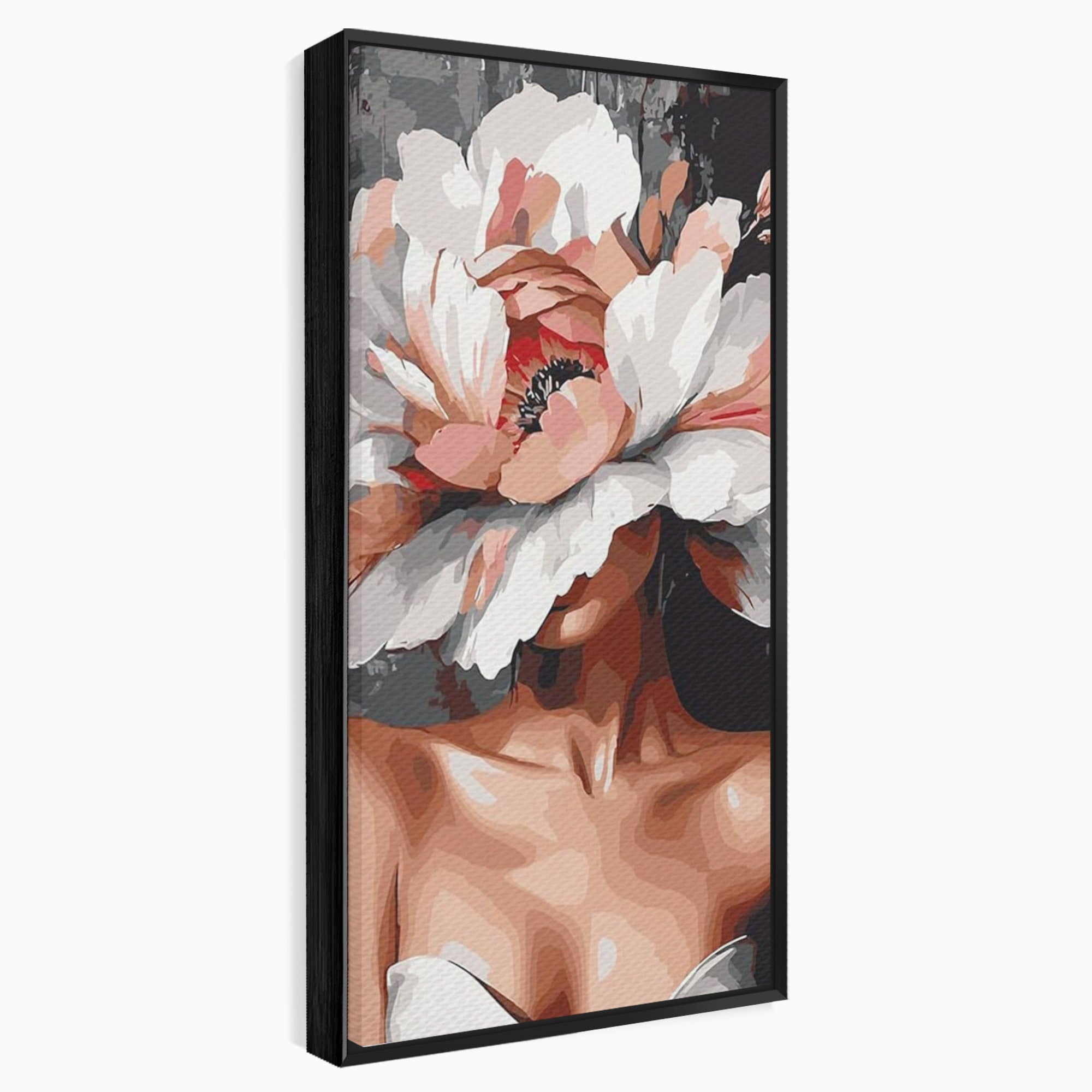 Tablou Canvas Premium LuxCanva® PI1049, Femeie Cu Floare, Femeie, Floare, Portret, Arta Abstracta, Dormitor, Culori Vibrante