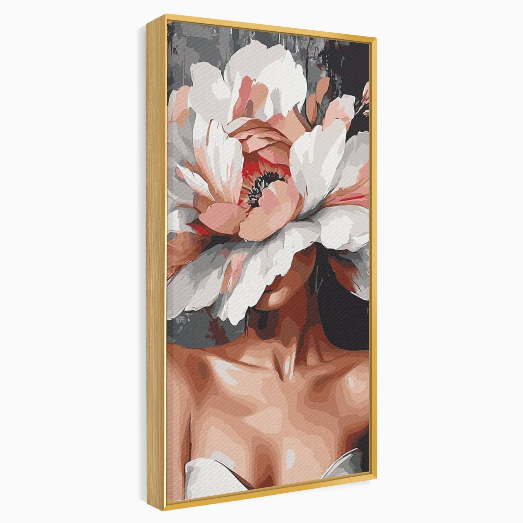 Tablou Canvas Premium LuxCanva® PI1049, Femeie Cu Floare, Femeie, Floare, Portret, Arta Abstracta, Dormitor, Culori Vibrante