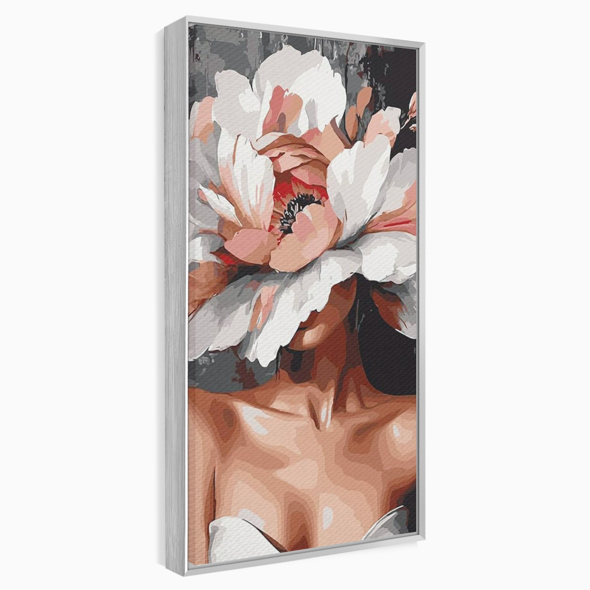 Tablou Canvas Premium LuxCanva® PI1049, Femeie Cu Floare, Femeie, Floare, Portret, Arta Abstracta, Dormitor, Culori Vibrante