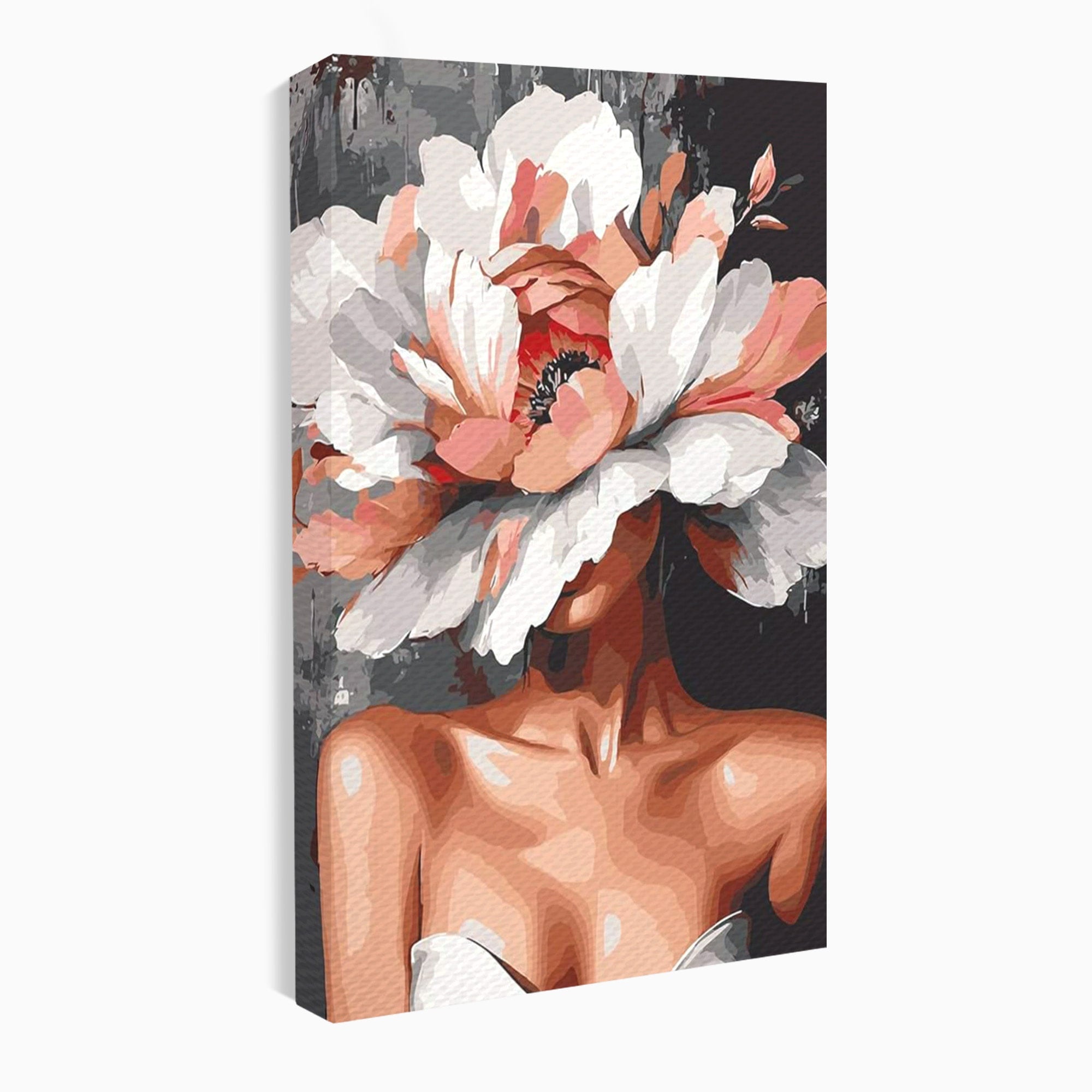 Tablou Canvas Premium LuxCanva® PI1049, Femeie Cu Floare, Femeie, Floare, Portret, Arta Abstracta, Dormitor, Culori Vibrante