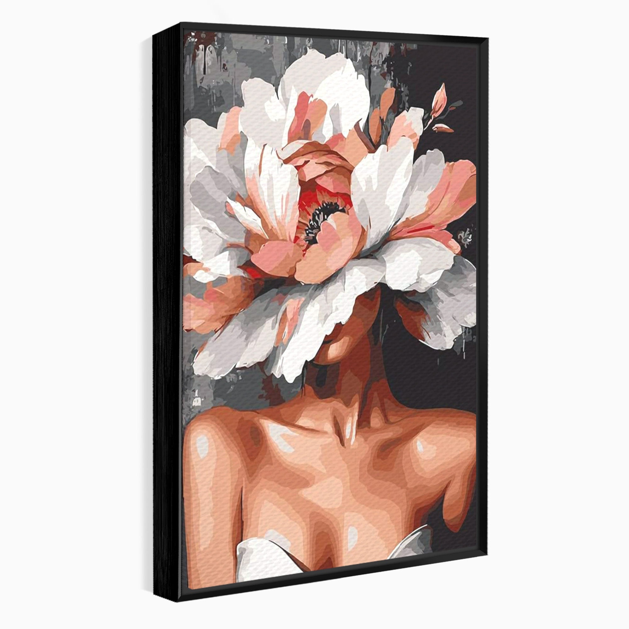 Tablou Canvas Premium LuxCanva® PI1049, Femeie Cu Floare, Femeie, Floare, Portret, Arta Abstracta, Dormitor, Culori Vibrante