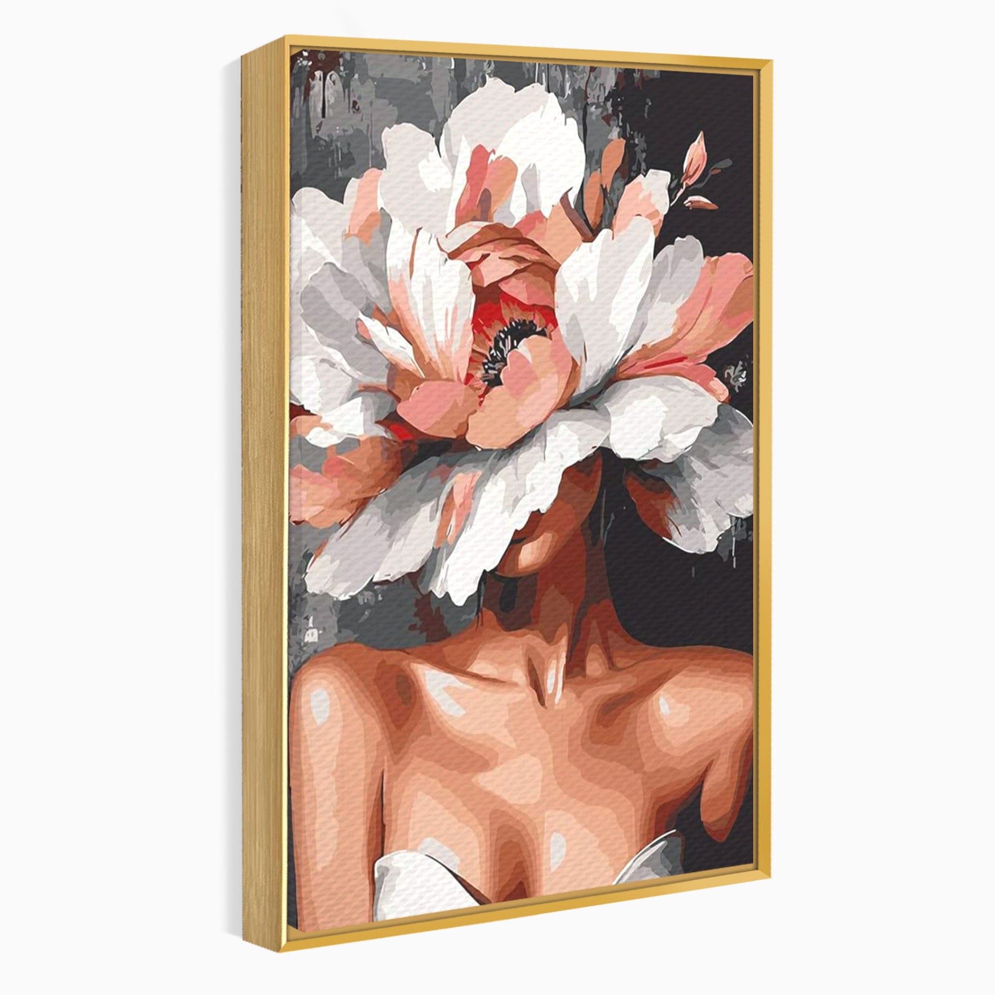 Tablou Canvas Premium LuxCanva® PI1049, Femeie Cu Floare, Femeie, Floare, Portret, Arta Abstracta, Dormitor, Culori Vibrante