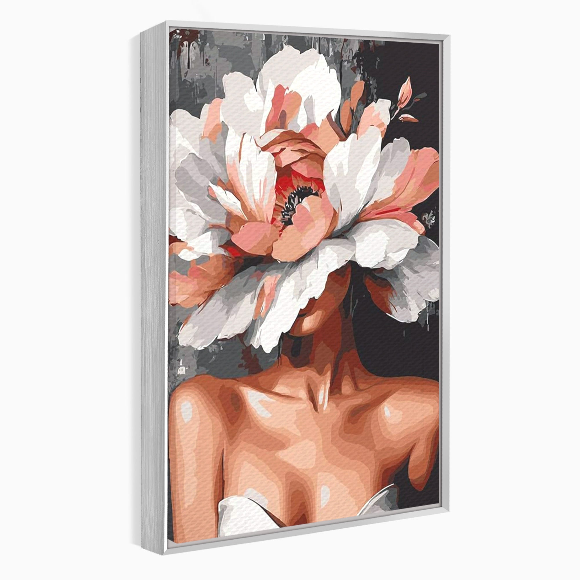 Tablou Canvas Premium LuxCanva® PI1049, Femeie Cu Floare, Femeie, Floare, Portret, Arta Abstracta, Dormitor, Culori Vibrante