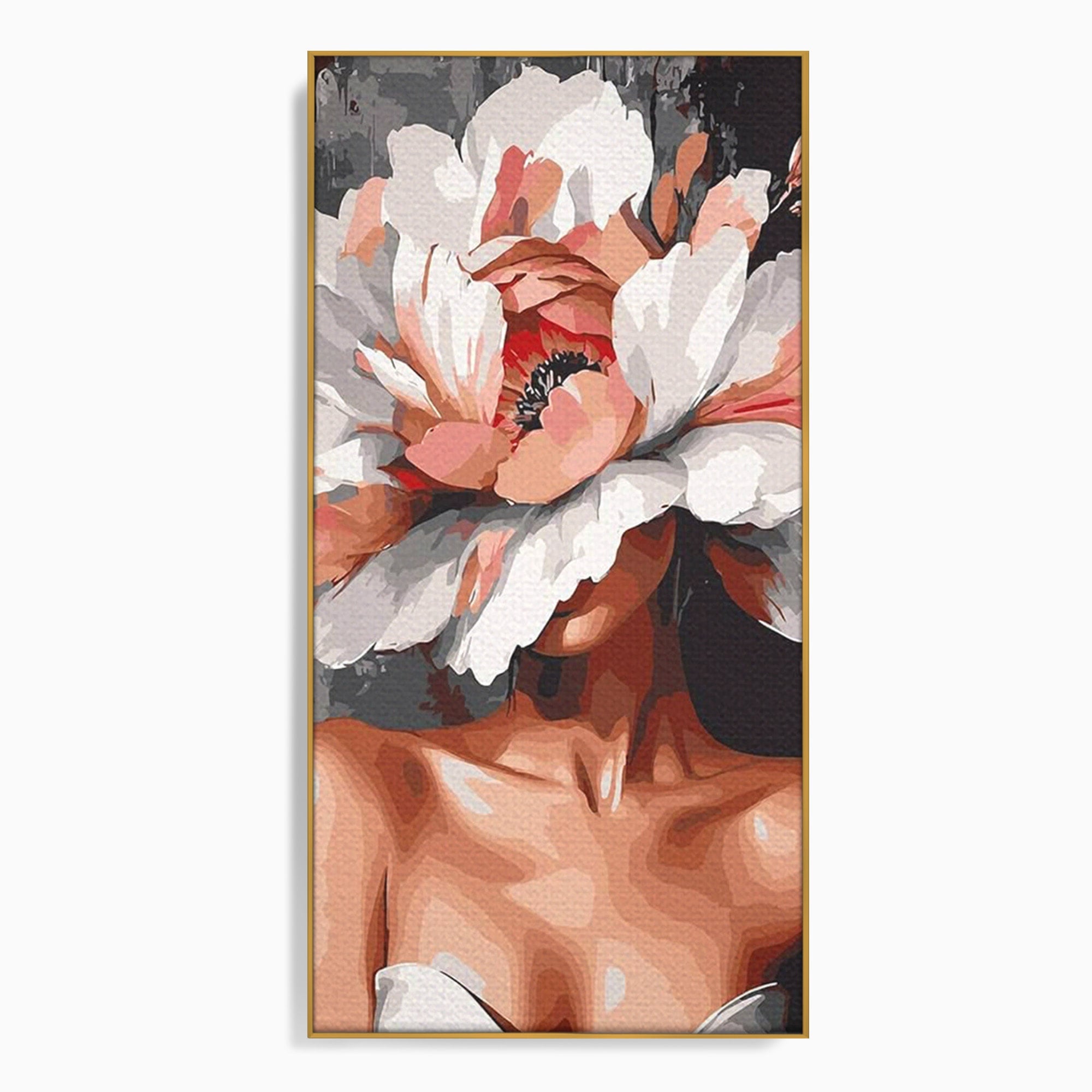 Tablou Canvas Premium LuxCanva® PI1049, Femeie Cu Floare, Femeie, Floare, Portret, Arta Abstracta, Dormitor, Culori Vibrante