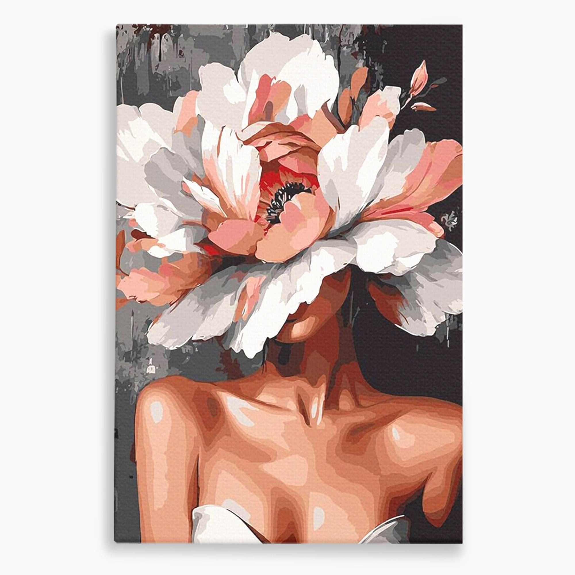 Tablou Canvas Premium LuxCanva® PI1049, Femeie Cu Floare, Femeie, Floare, Portret, Arta Abstracta, Dormitor, Culori Vibrante