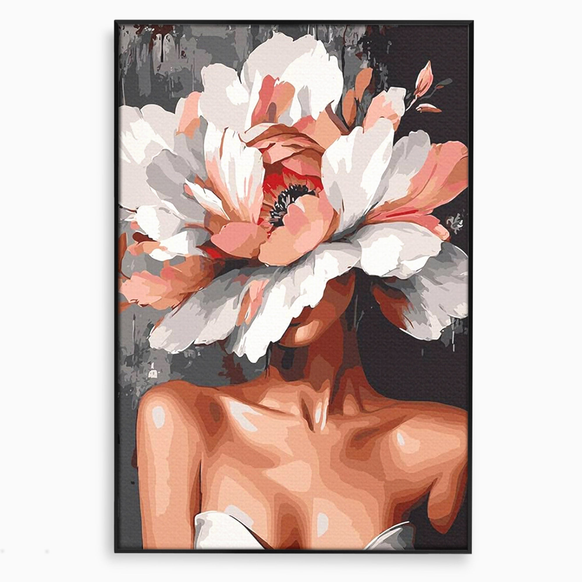 Tablou Canvas Premium LuxCanva® PI1049, Femeie Cu Floare, Femeie, Floare, Portret, Arta Abstracta, Dormitor, Culori Vibrante