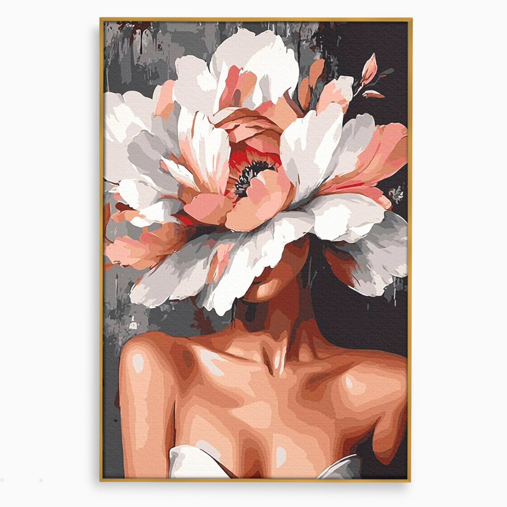 Tablou Canvas Premium LuxCanva® PI1049, Femeie Cu Floare, Femeie, Floare, Portret, Arta Abstracta, Dormitor, Culori Vibrante