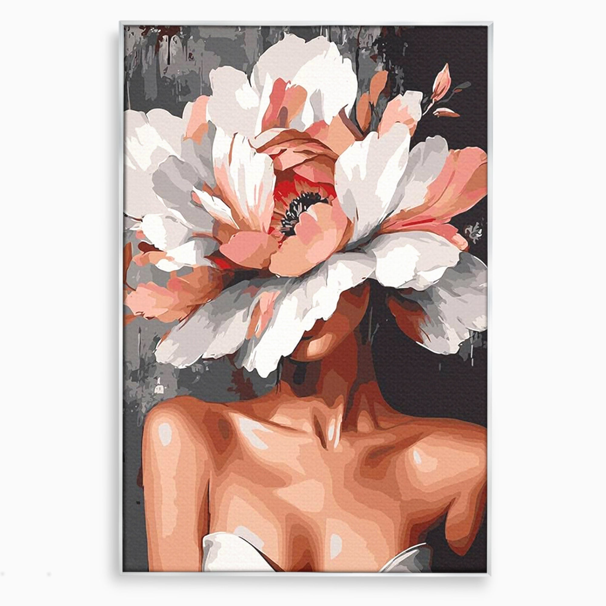 Tablou Canvas Premium LuxCanva® PI1049, Femeie Cu Floare, Femeie, Floare, Portret, Arta Abstracta, Dormitor, Culori Vibrante