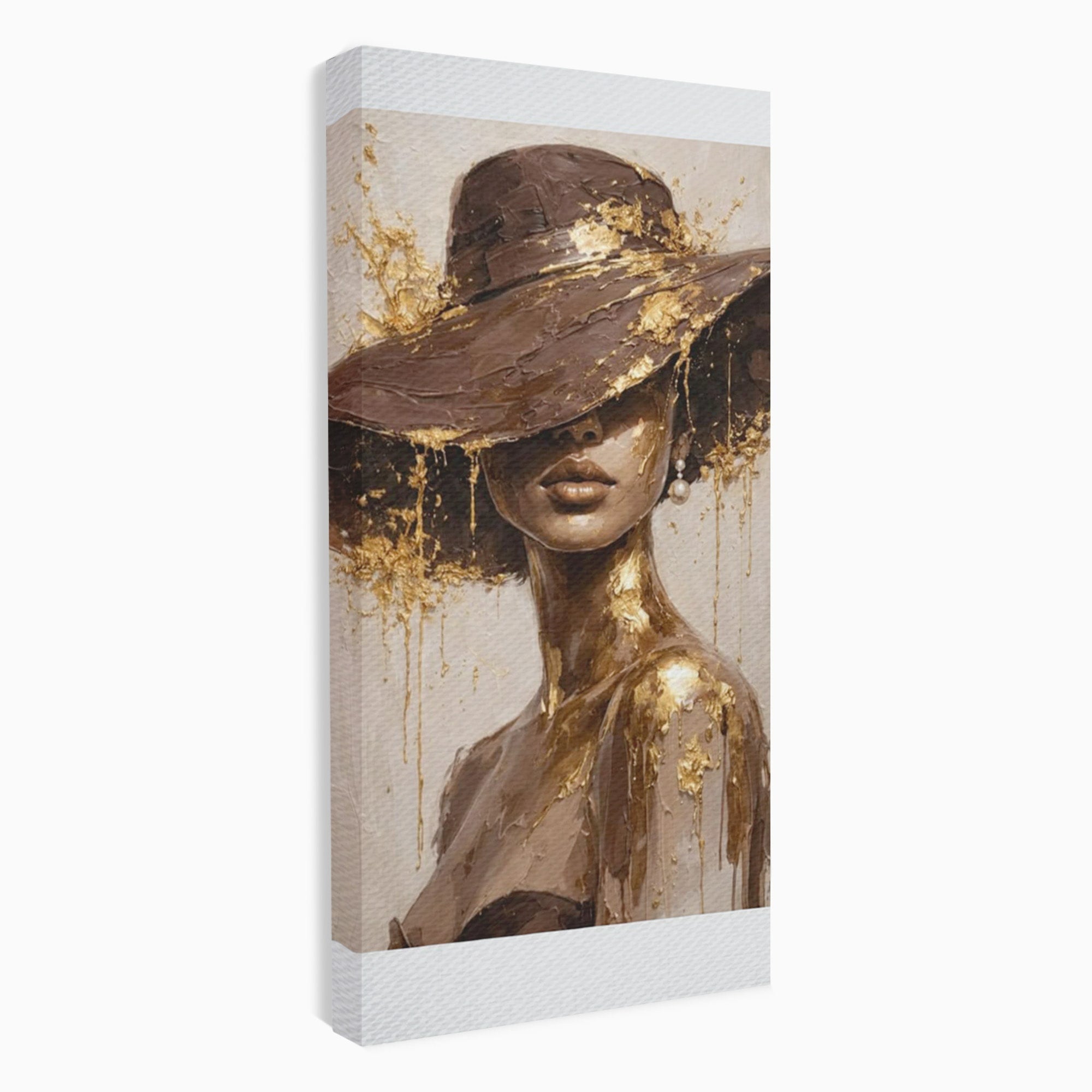 Tablou Canvas Premium LuxCanva® PI1050, Misterul Aurit, Portret, Femeie, Eleganta, Moda, Dormitor, Culori Vibrante