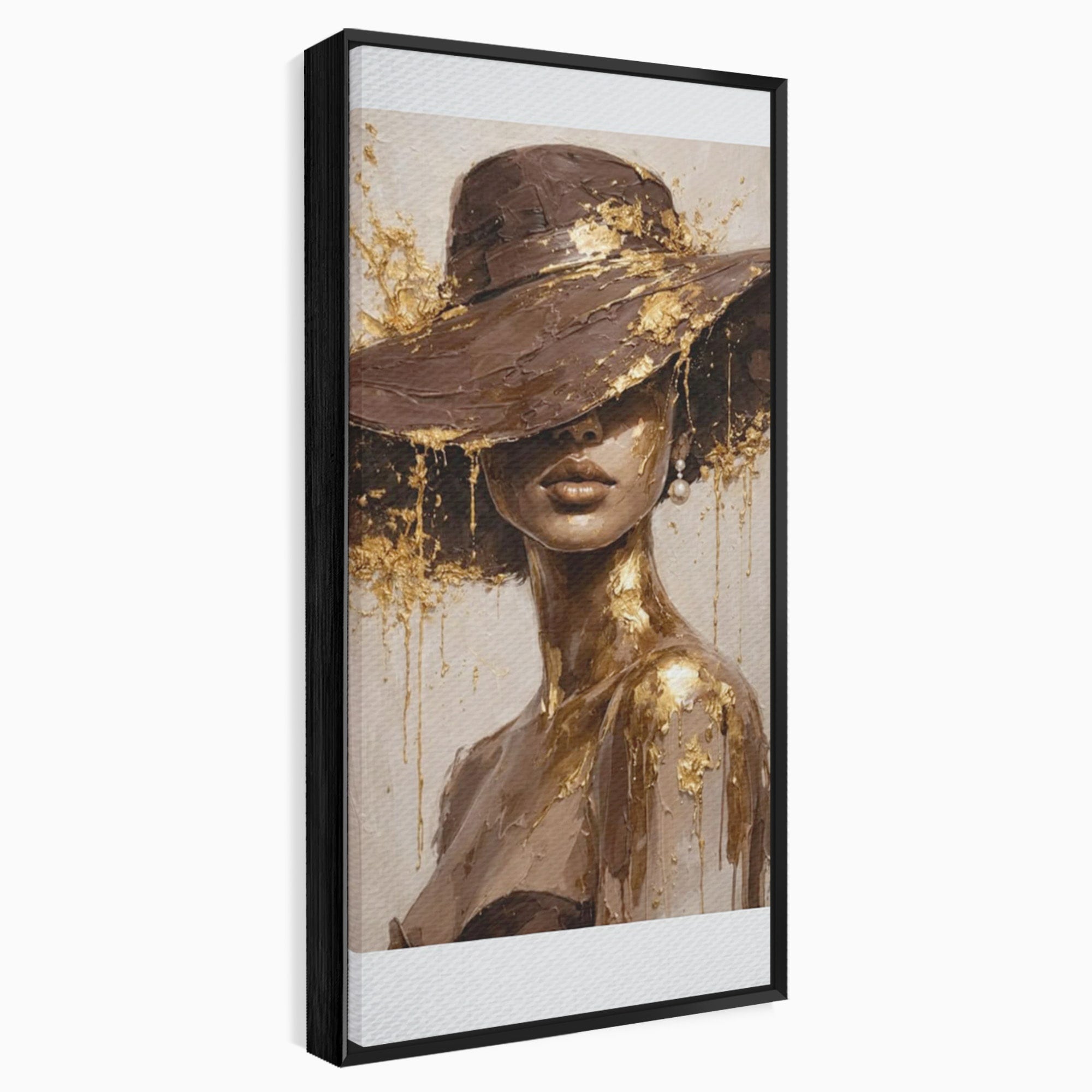 Tablou Canvas Premium LuxCanva® PI1050, Misterul Aurit, Portret, Femeie, Eleganta, Moda, Dormitor, Culori Vibrante