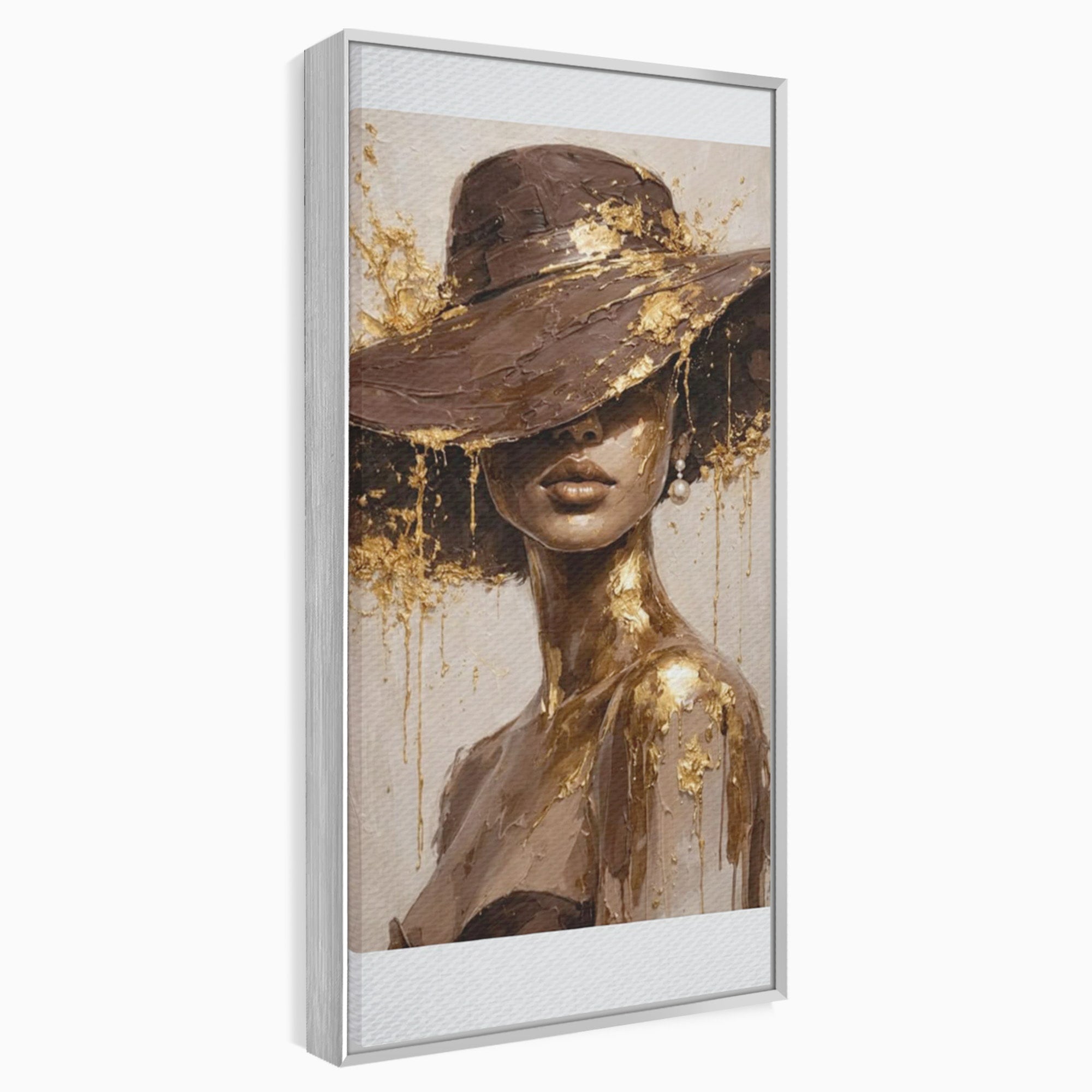 Tablou Canvas Premium LuxCanva® PI1050, Misterul Aurit, Portret, Femeie, Eleganta, Moda, Dormitor, Culori Vibrante