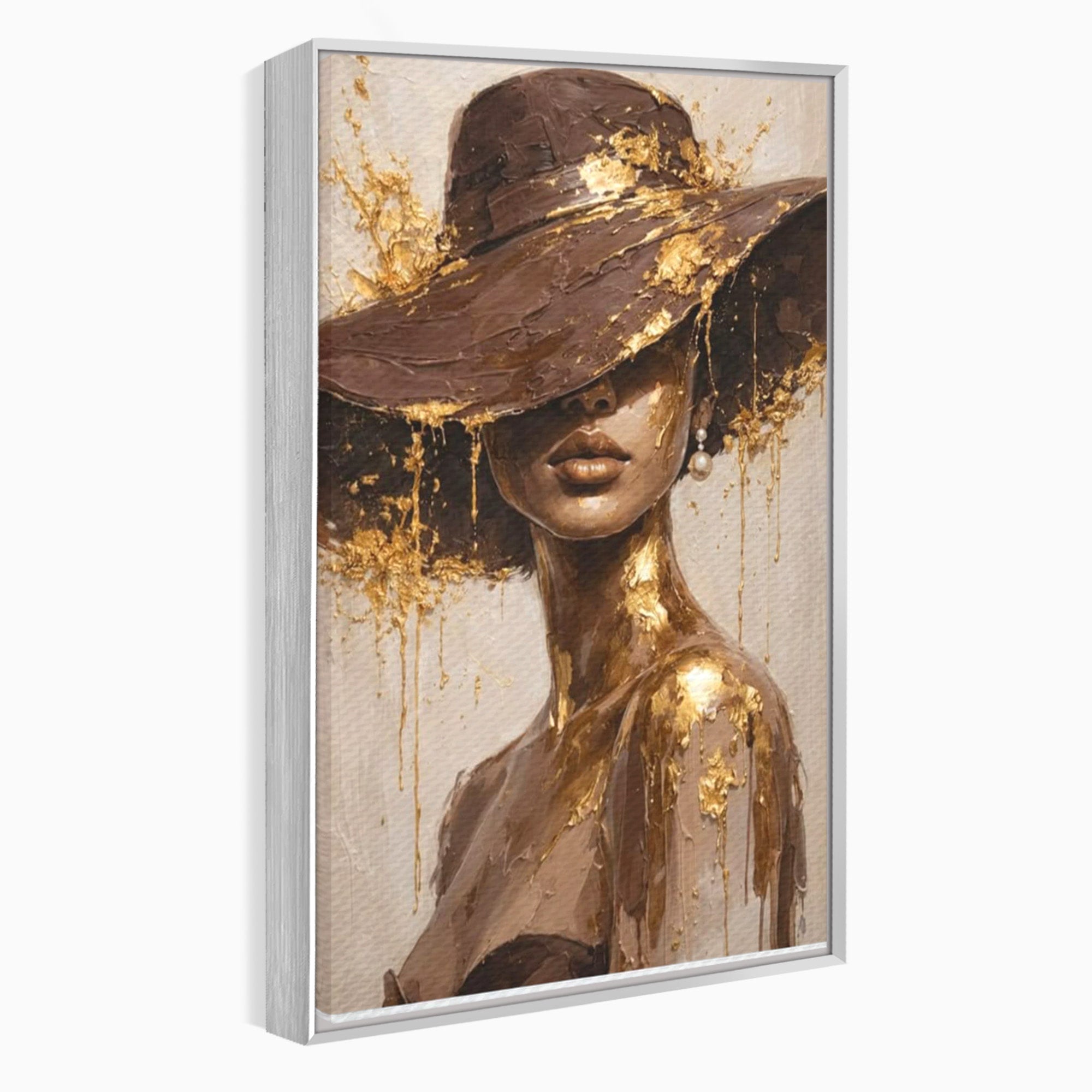 Tablou Canvas Premium LuxCanva® PI1050, Misterul Aurit, Portret, Femeie, Eleganta, Moda, Dormitor, Culori Vibrante