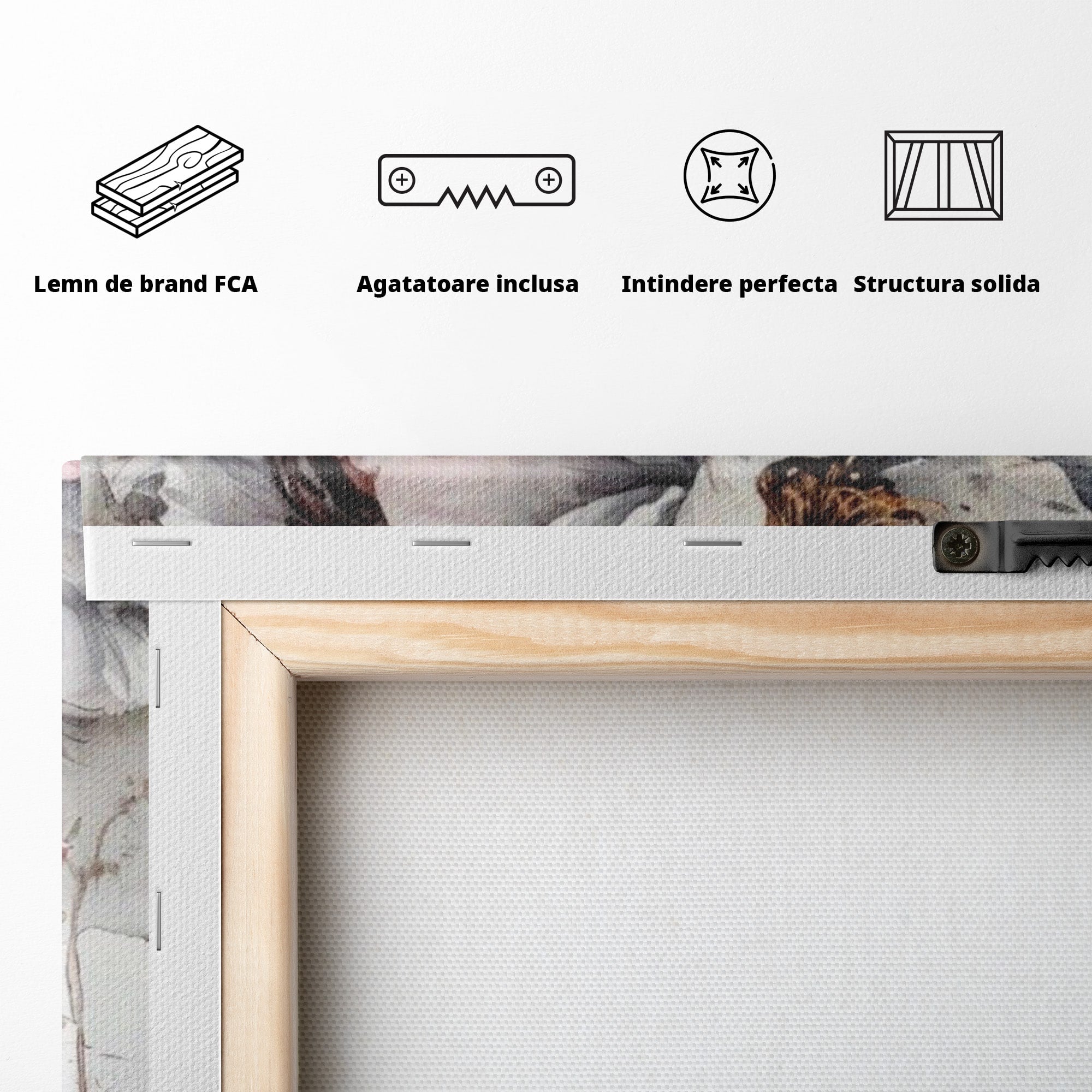 Tablou Canvas Premium LuxCanva® PI1052, Femeie Cu Flori Pe Cap, Femeie, Flori, Portret, Arta, Dormitor, Culori Vibrante