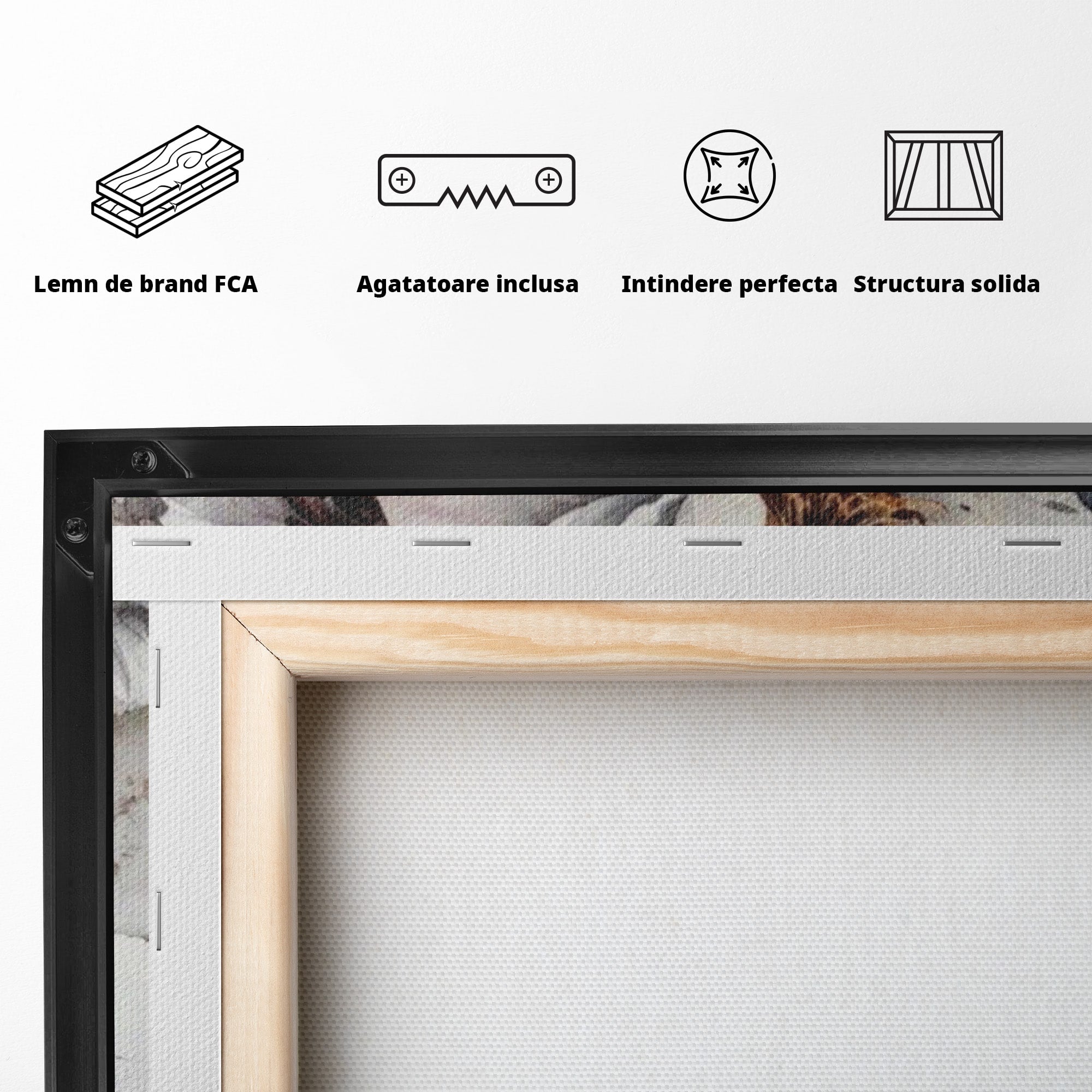 Tablou Canvas Premium LuxCanva® PI1052, Femeie Cu Flori Pe Cap, Femeie, Flori, Portret, Arta, Dormitor, Culori Vibrante