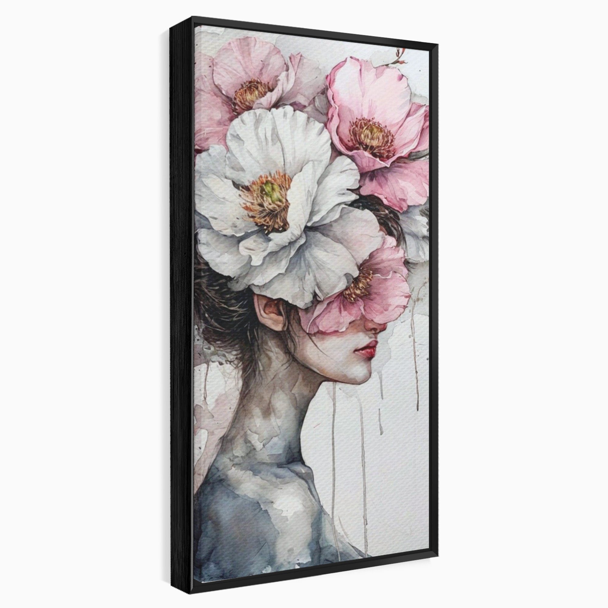 Tablou Canvas Premium LuxCanva® PI1052, Femeie Cu Flori Pe Cap, Femeie, Flori, Portret, Arta, Dormitor, Culori Vibrante