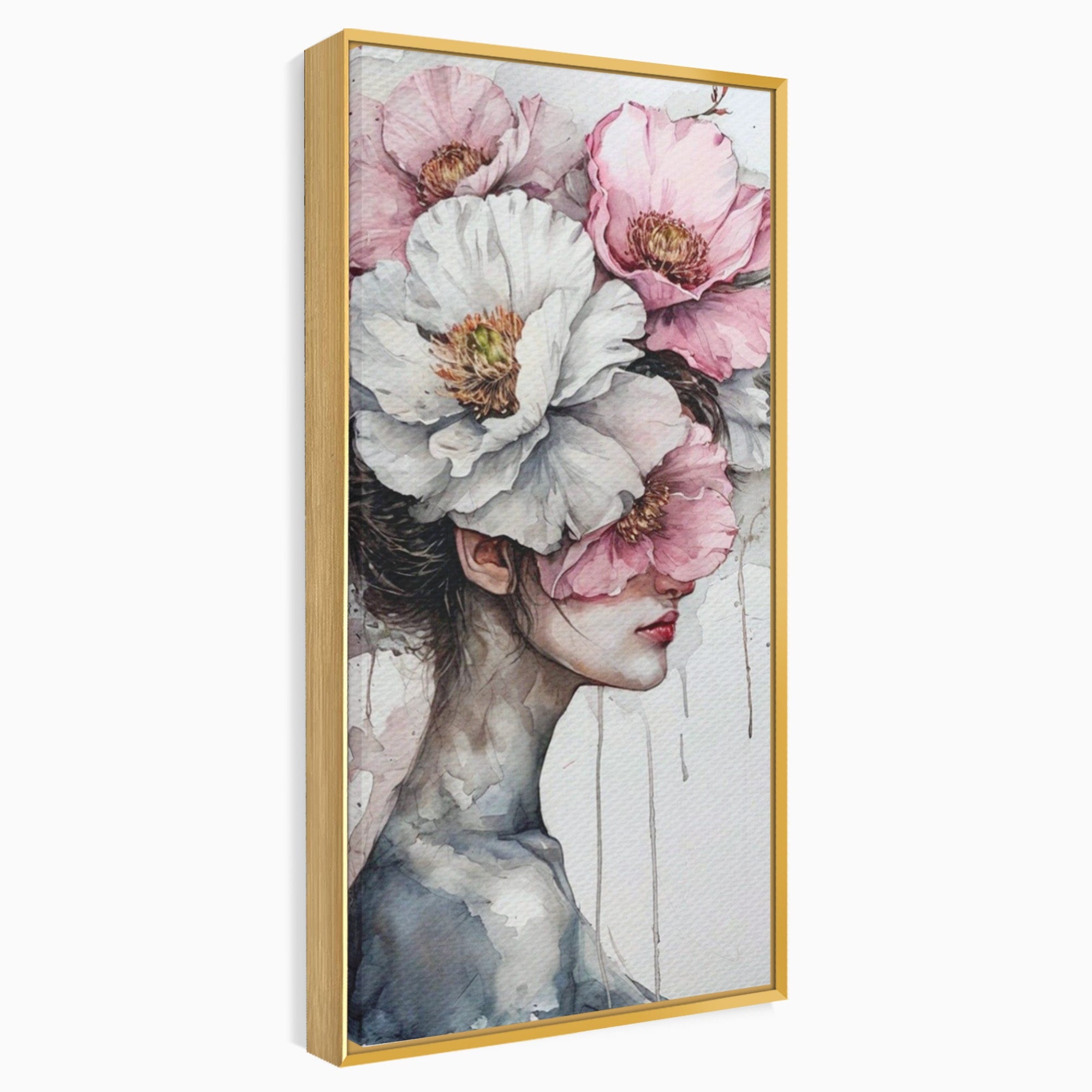 Tablou Canvas Premium LuxCanva® PI1052, Femeie Cu Flori Pe Cap, Femeie, Flori, Portret, Arta, Dormitor, Culori Vibrante