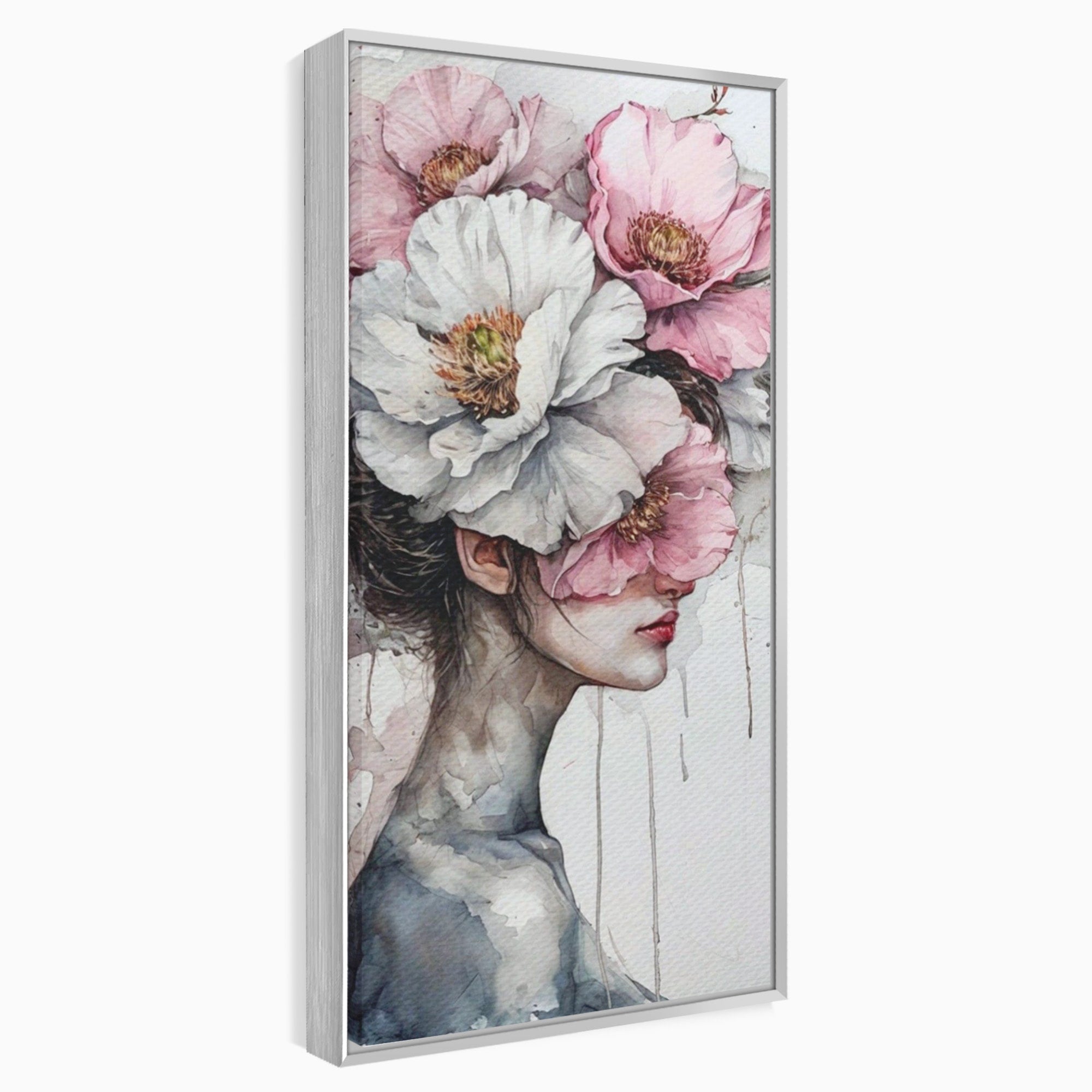 Tablou Canvas Premium LuxCanva® PI1052, Femeie Cu Flori Pe Cap, Femeie, Flori, Portret, Arta, Dormitor, Culori Vibrante