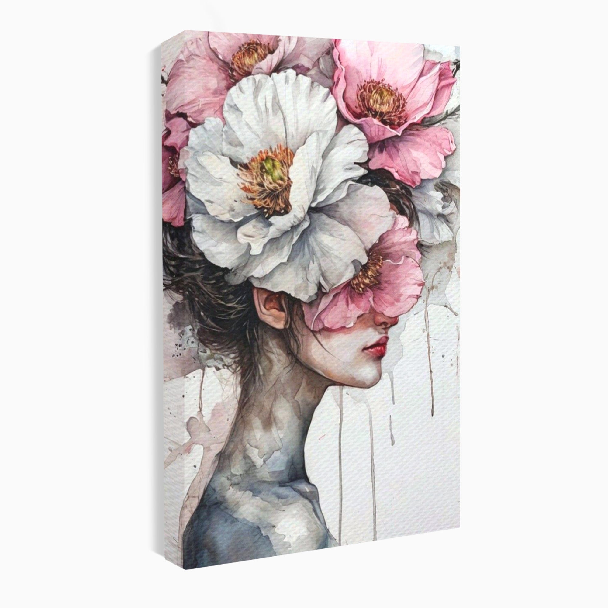 Tablou Canvas Premium LuxCanva® PI1052, Femeie Cu Flori Pe Cap, Femeie, Flori, Portret, Arta, Dormitor, Culori Vibrante