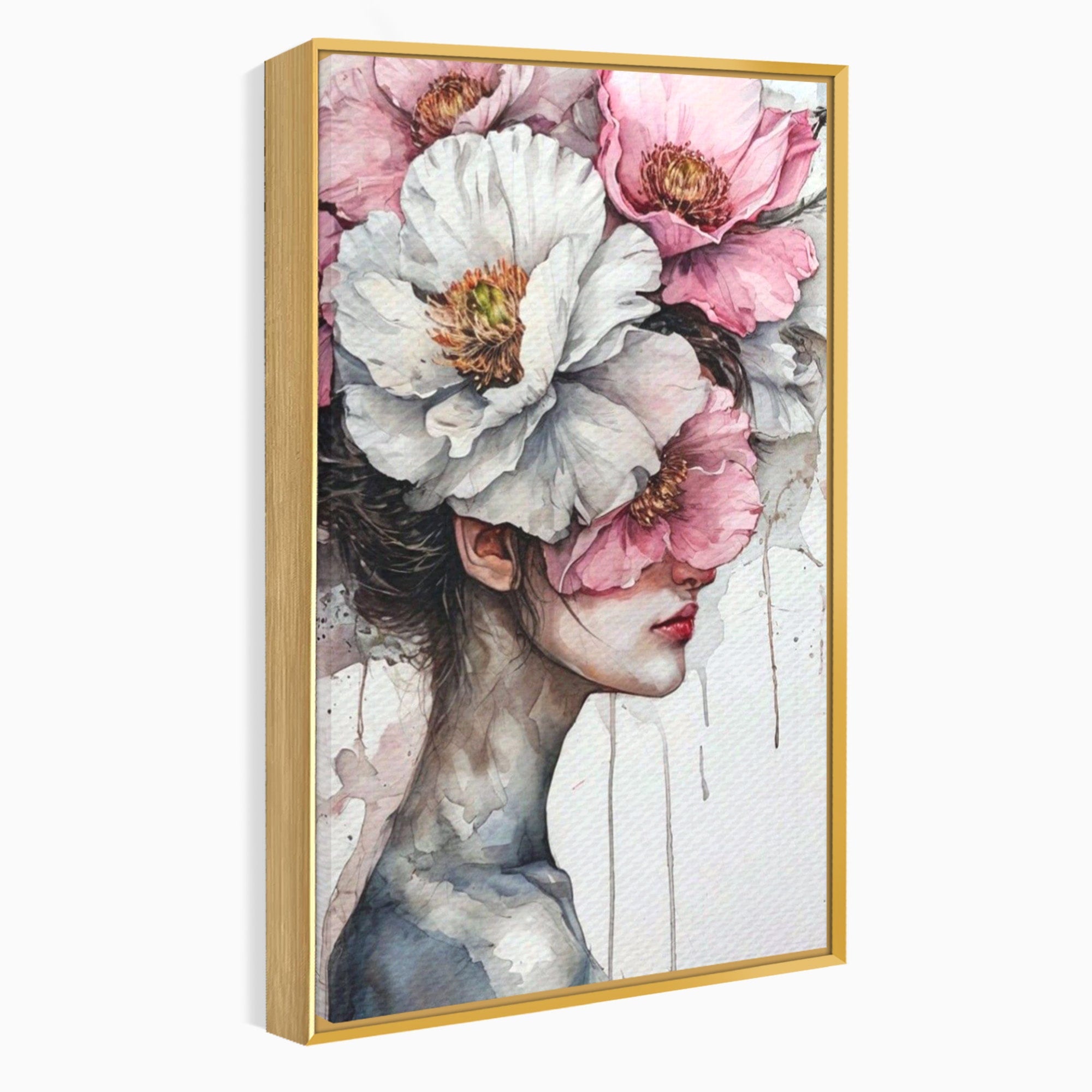 Tablou Canvas Premium LuxCanva® PI1052, Femeie Cu Flori Pe Cap, Femeie, Flori, Portret, Arta, Dormitor, Culori Vibrante
