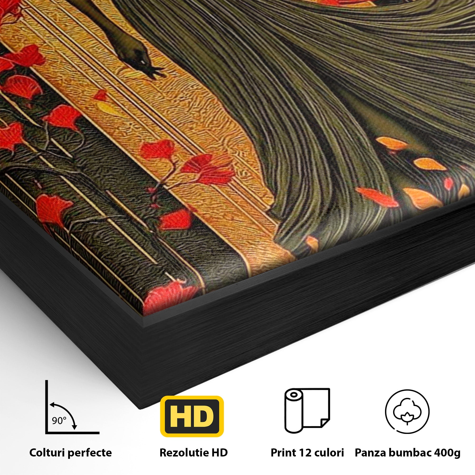 Tablou Canvas Premium LuxCanva® PI1053, Eleganta Rosie, Femeie, Moda, Flori, Eleganta, Living, Culori Vibrante