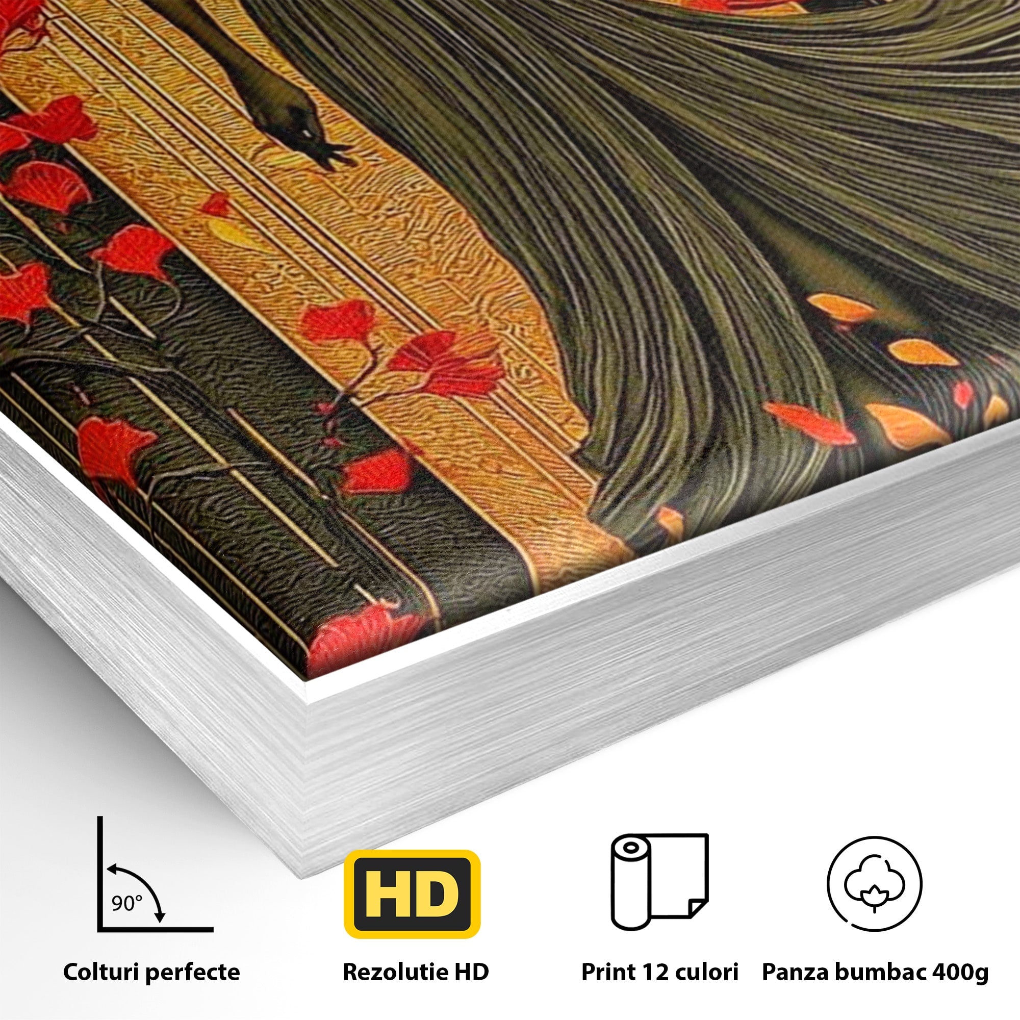 Tablou Canvas Premium LuxCanva® PI1053, Eleganta Rosie, Femeie, Moda, Flori, Eleganta, Living, Culori Vibrante