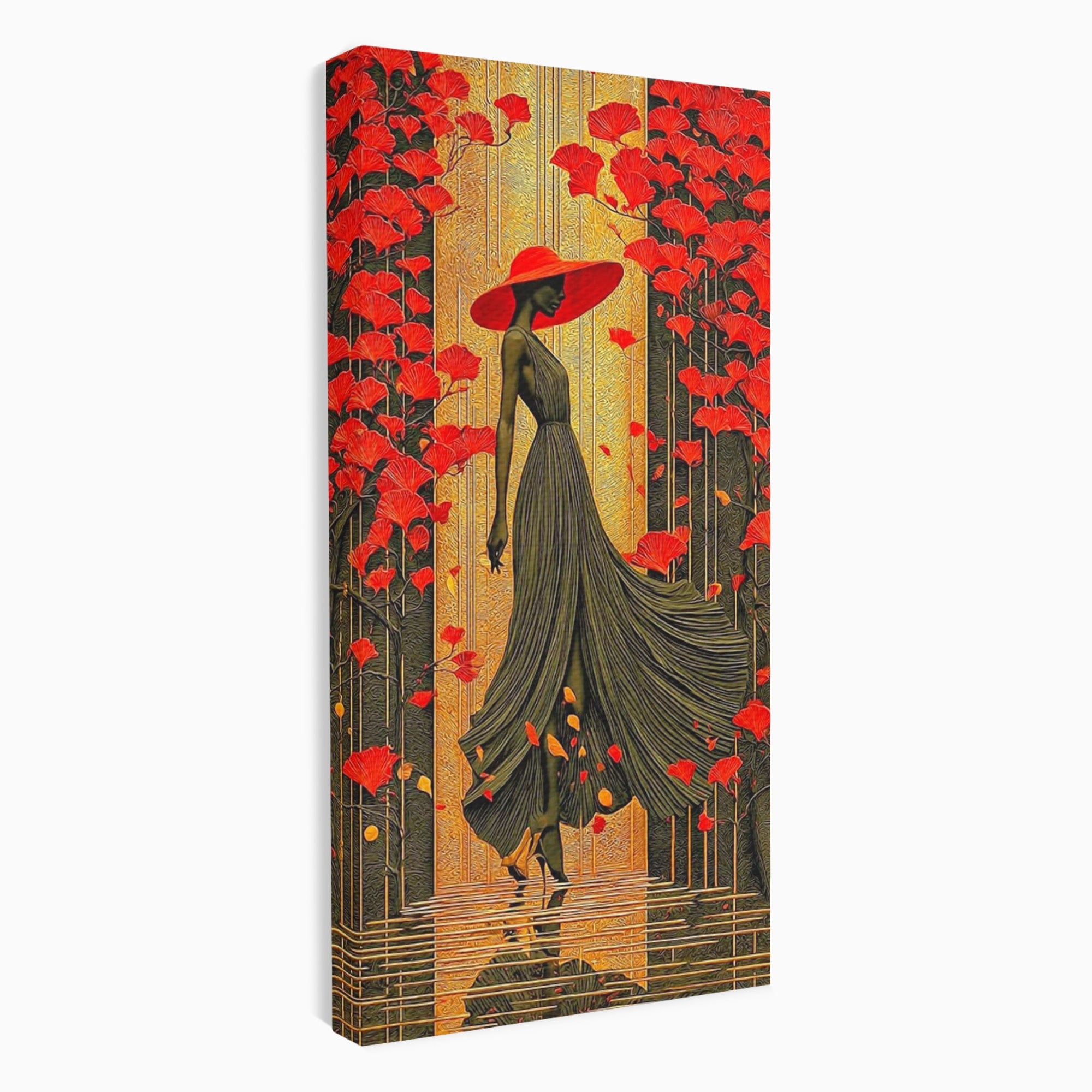 Tablou Canvas Premium LuxCanva® PI1053, Eleganta Rosie, Femeie, Moda, Flori, Eleganta, Living, Culori Vibrante
