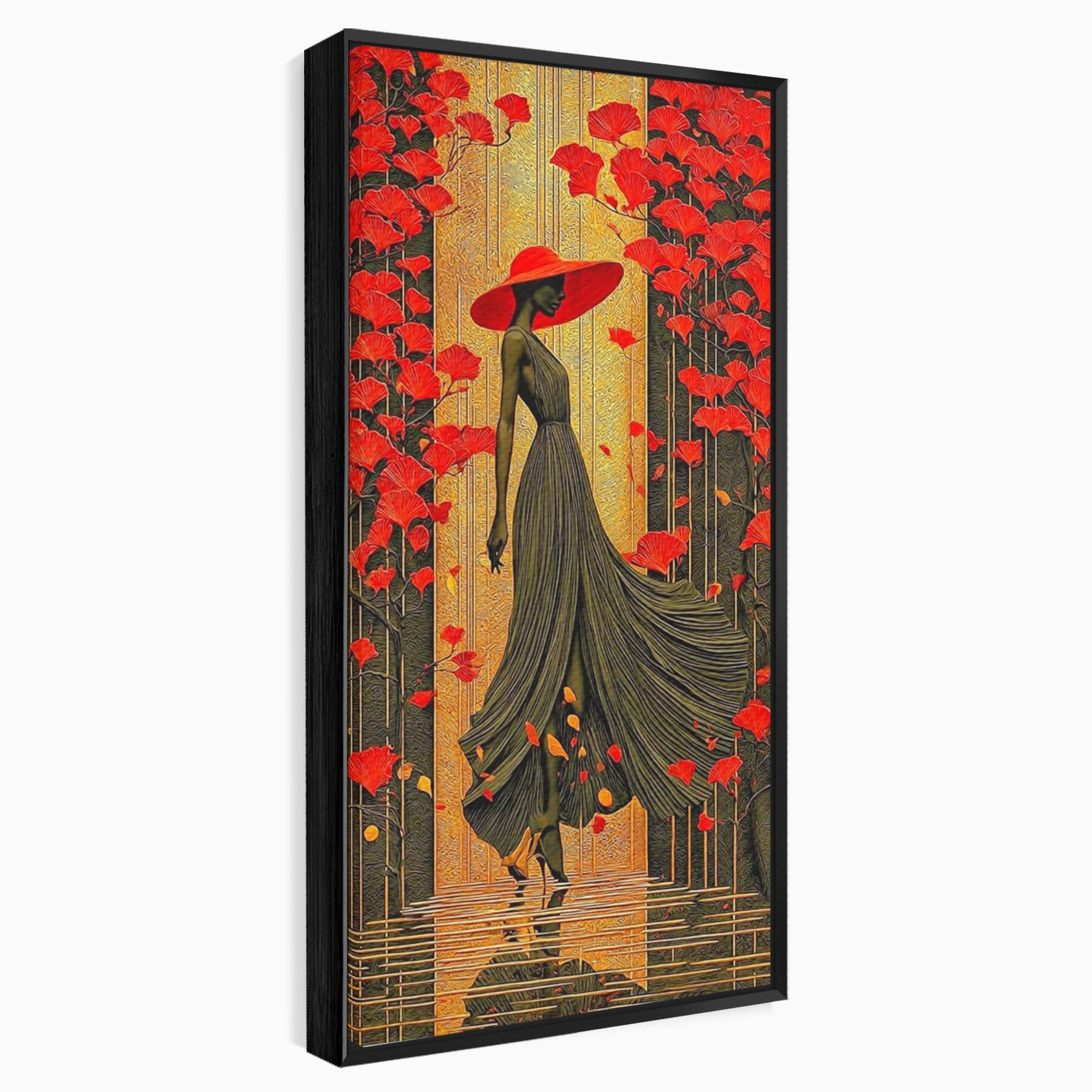 Tablou Canvas Premium LuxCanva® PI1053, Eleganta Rosie, Femeie, Moda, Flori, Eleganta, Living, Culori Vibrante