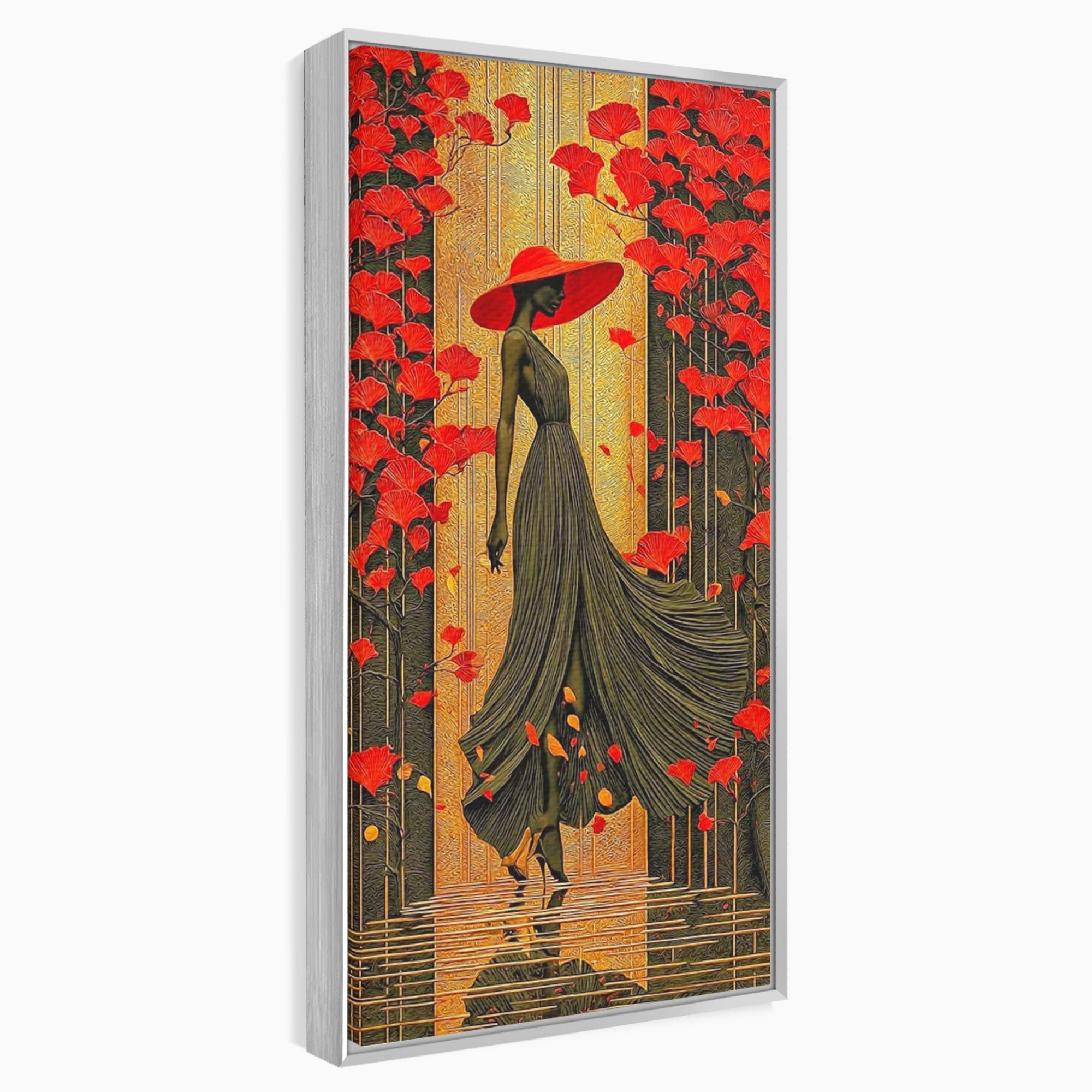 Tablou Canvas Premium LuxCanva® PI1053, Eleganta Rosie, Femeie, Moda, Flori, Eleganta, Living, Culori Vibrante