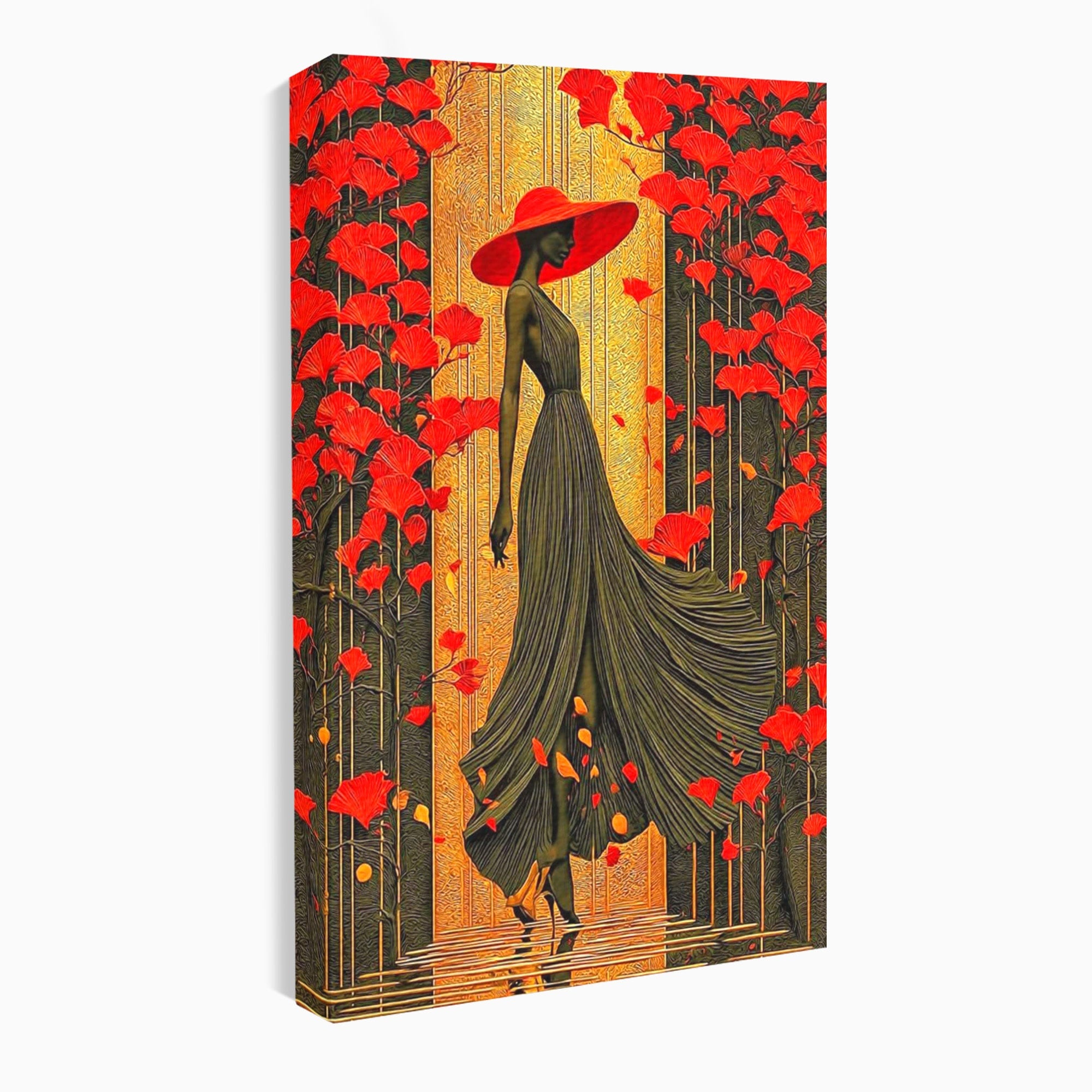 Tablou Canvas Premium LuxCanva® PI1053, Eleganta Rosie, Femeie, Moda, Flori, Eleganta, Living, Culori Vibrante