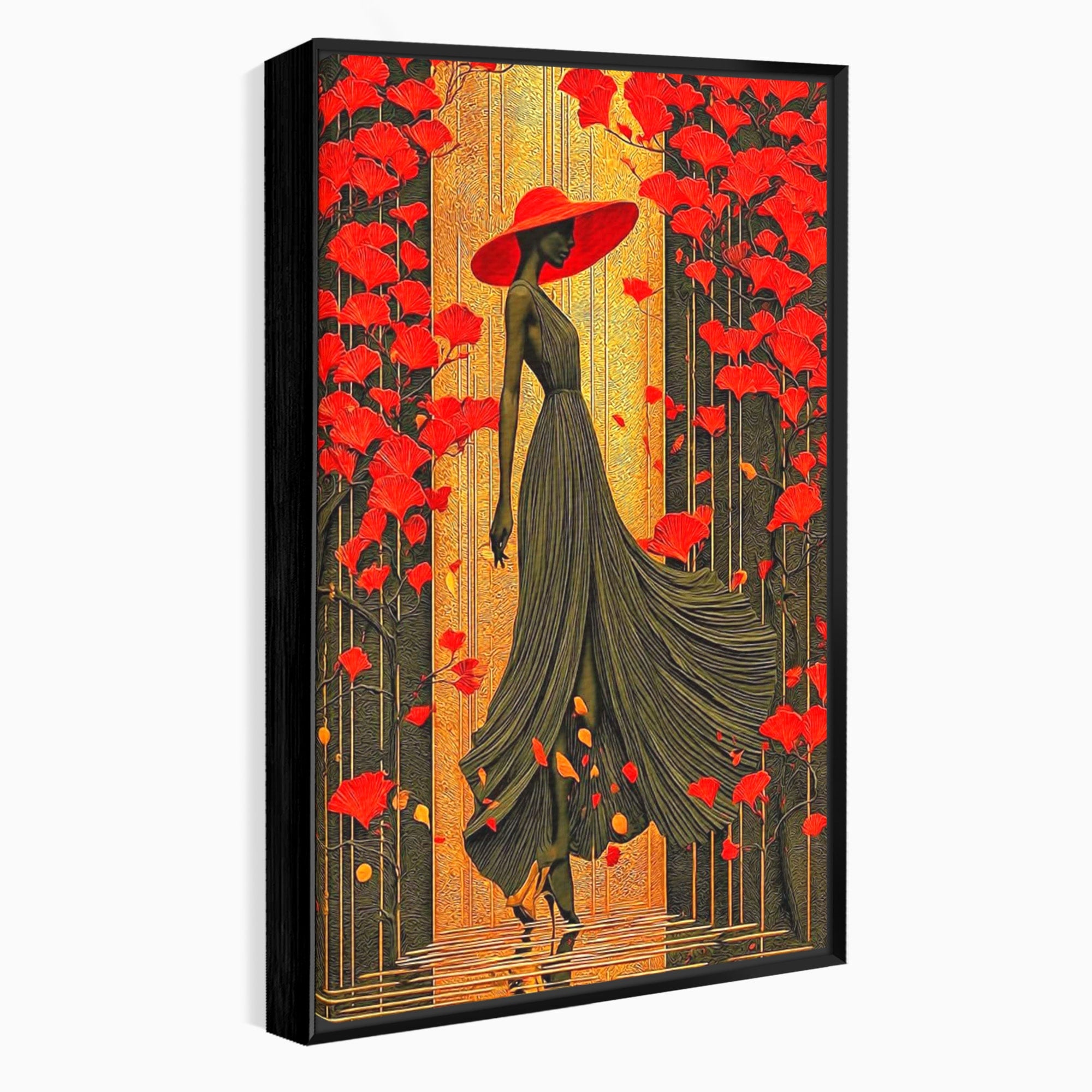 Tablou Canvas Premium LuxCanva® PI1053, Eleganta Rosie, Femeie, Moda, Flori, Eleganta, Living, Culori Vibrante