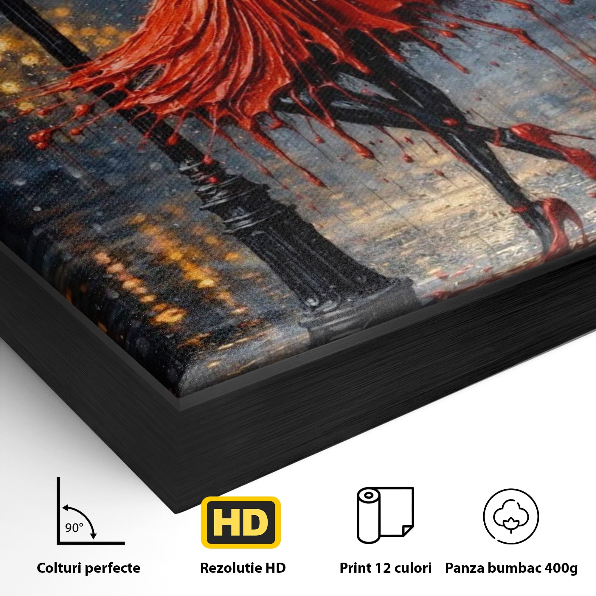 Tablou Canvas Premium LuxCanva® PI1054, Dansatoare In Ploaie, Dansatoare, Ploaie, Lampadar, Romantic, Living, Dormitor, Culori Vibrante