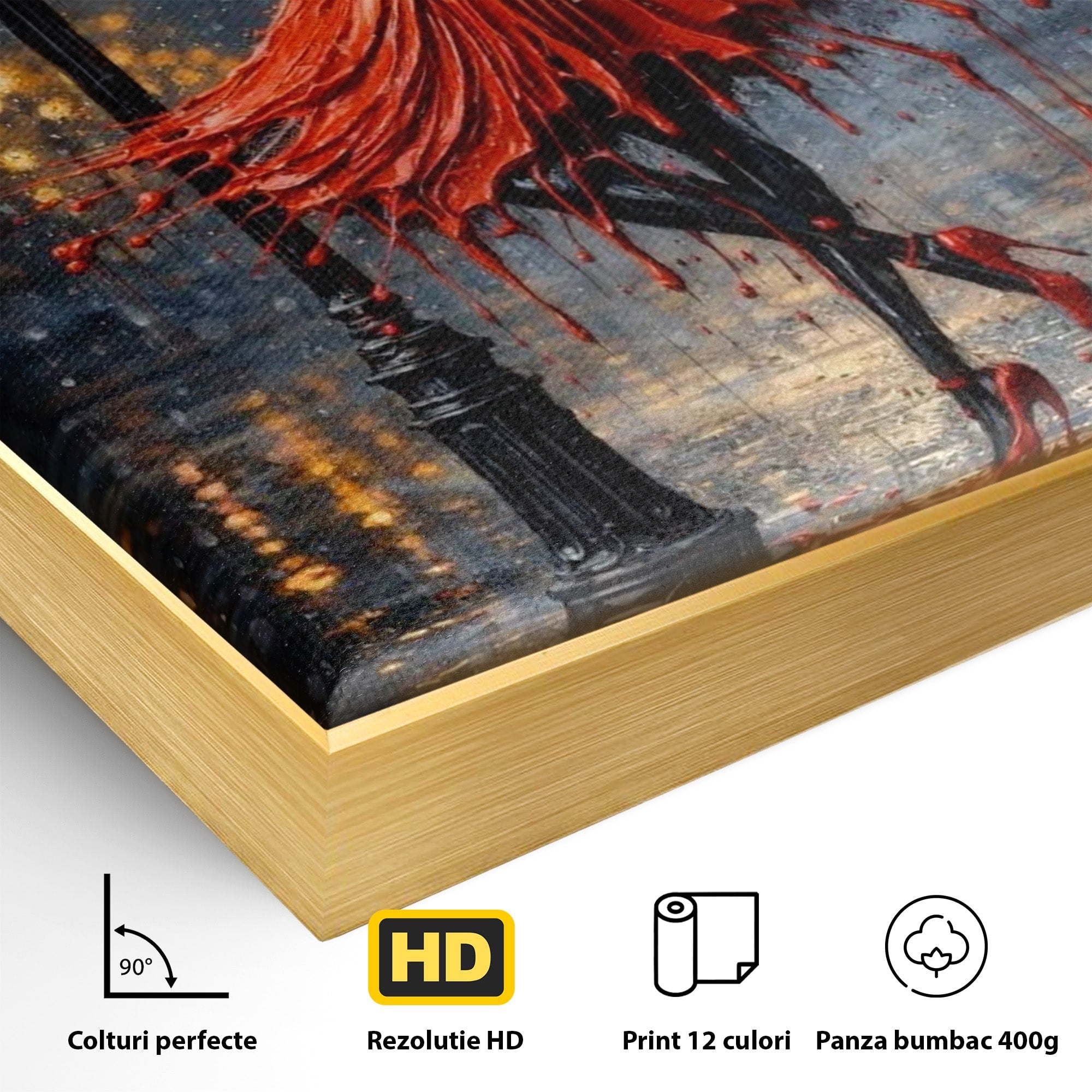 Tablou Canvas Premium LuxCanva® PI1054, Dansatoare In Ploaie, Dansatoare, Ploaie, Lampadar, Romantic, Living, Dormitor, Culori Vibrante